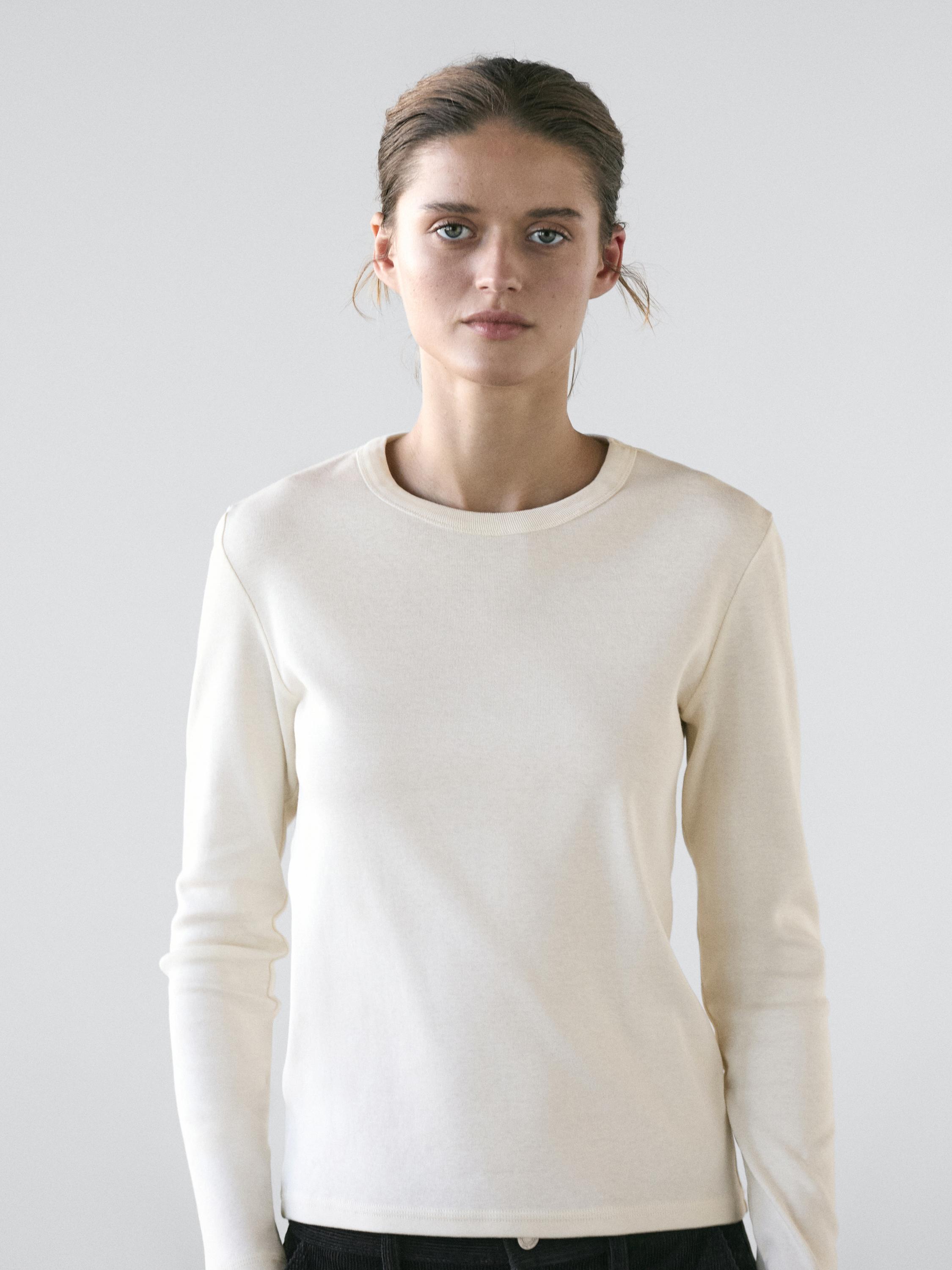 Ribbed long sleeve melange T-shirt