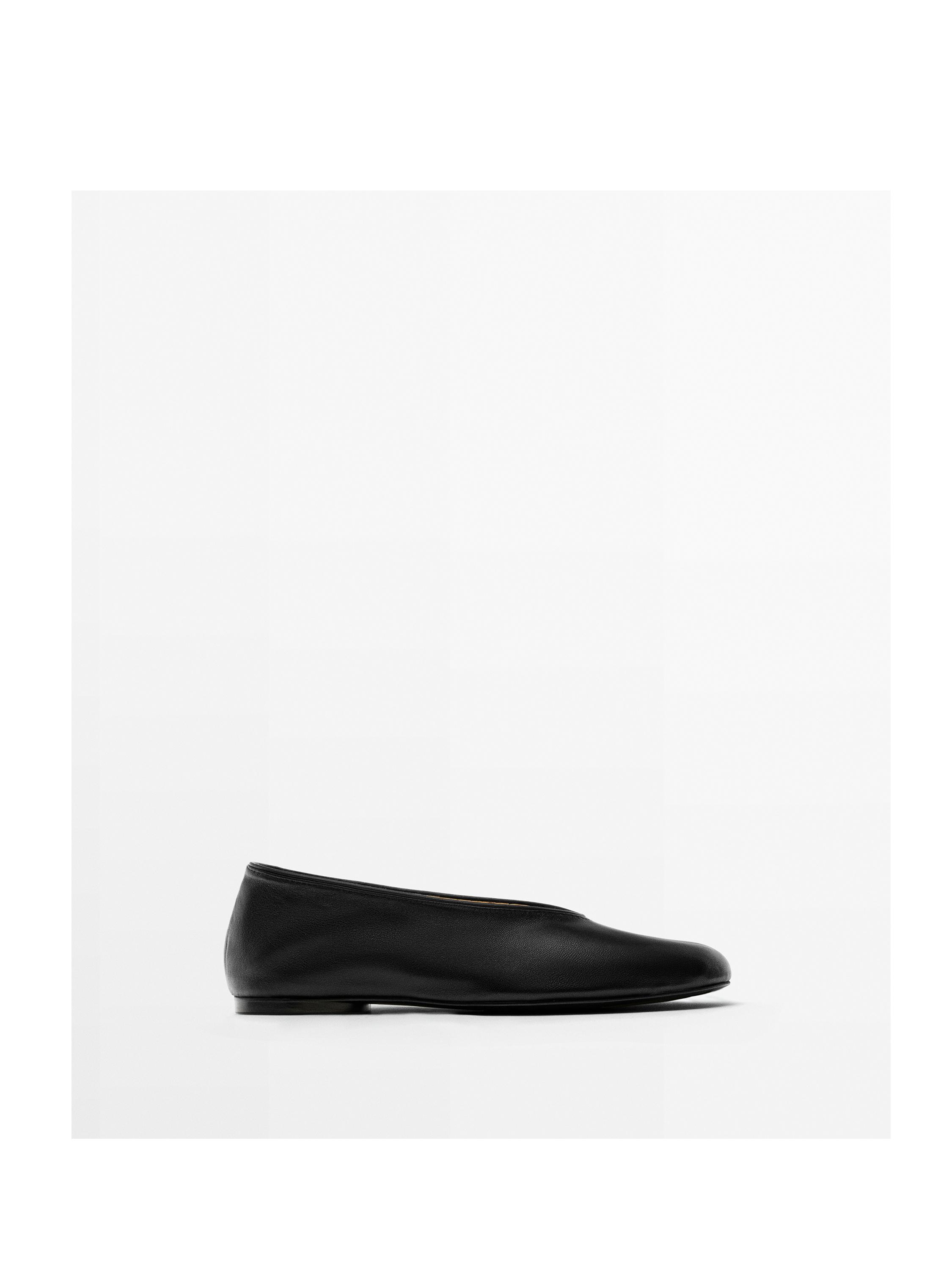 Soft leather ballerinas — BLACK