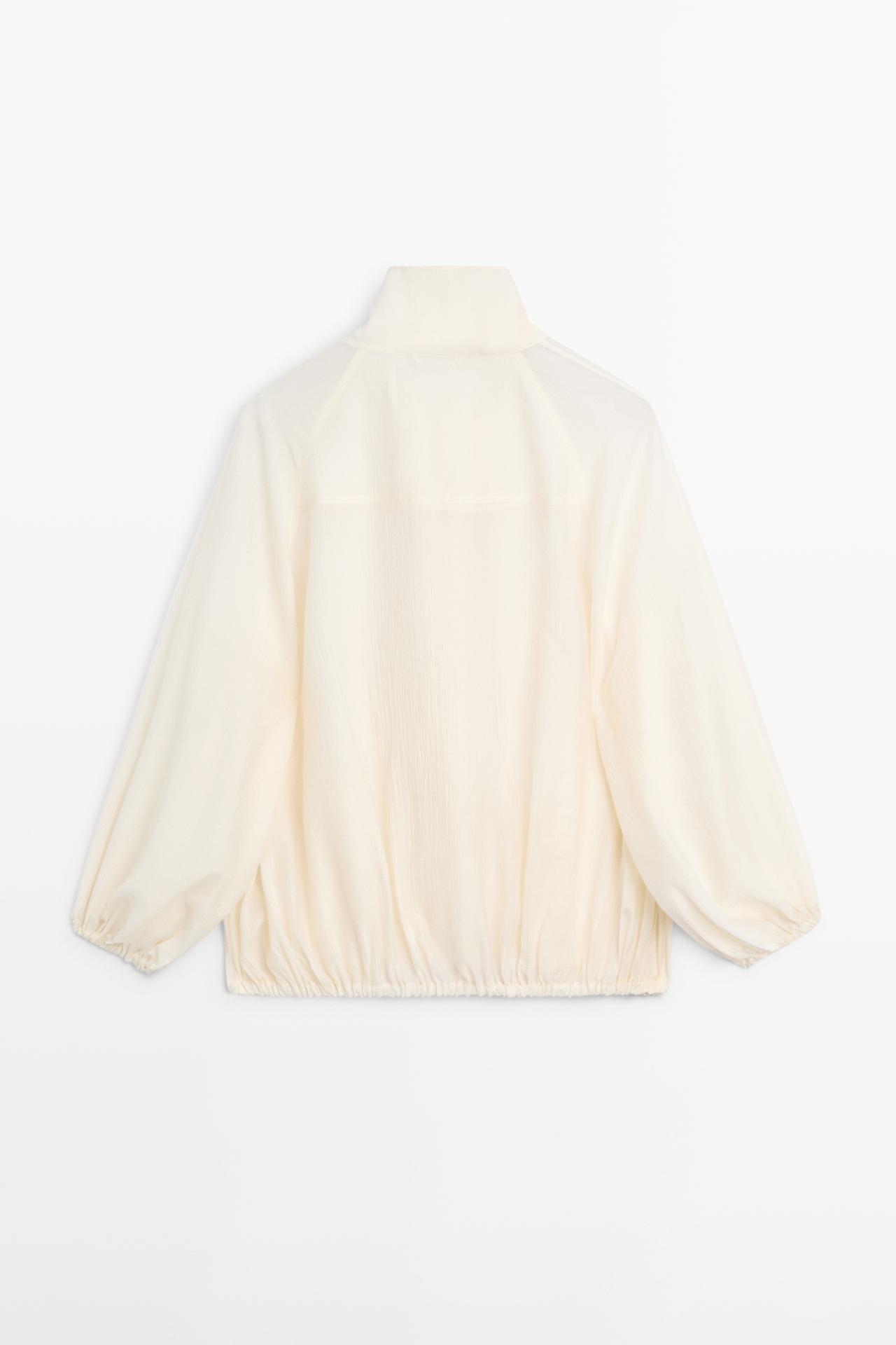 Fluid overshirt with puff detail — CREAM