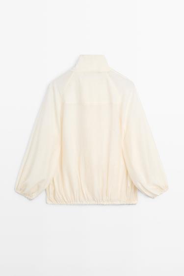 Fluid overshirt with puff detail — CREAM 6