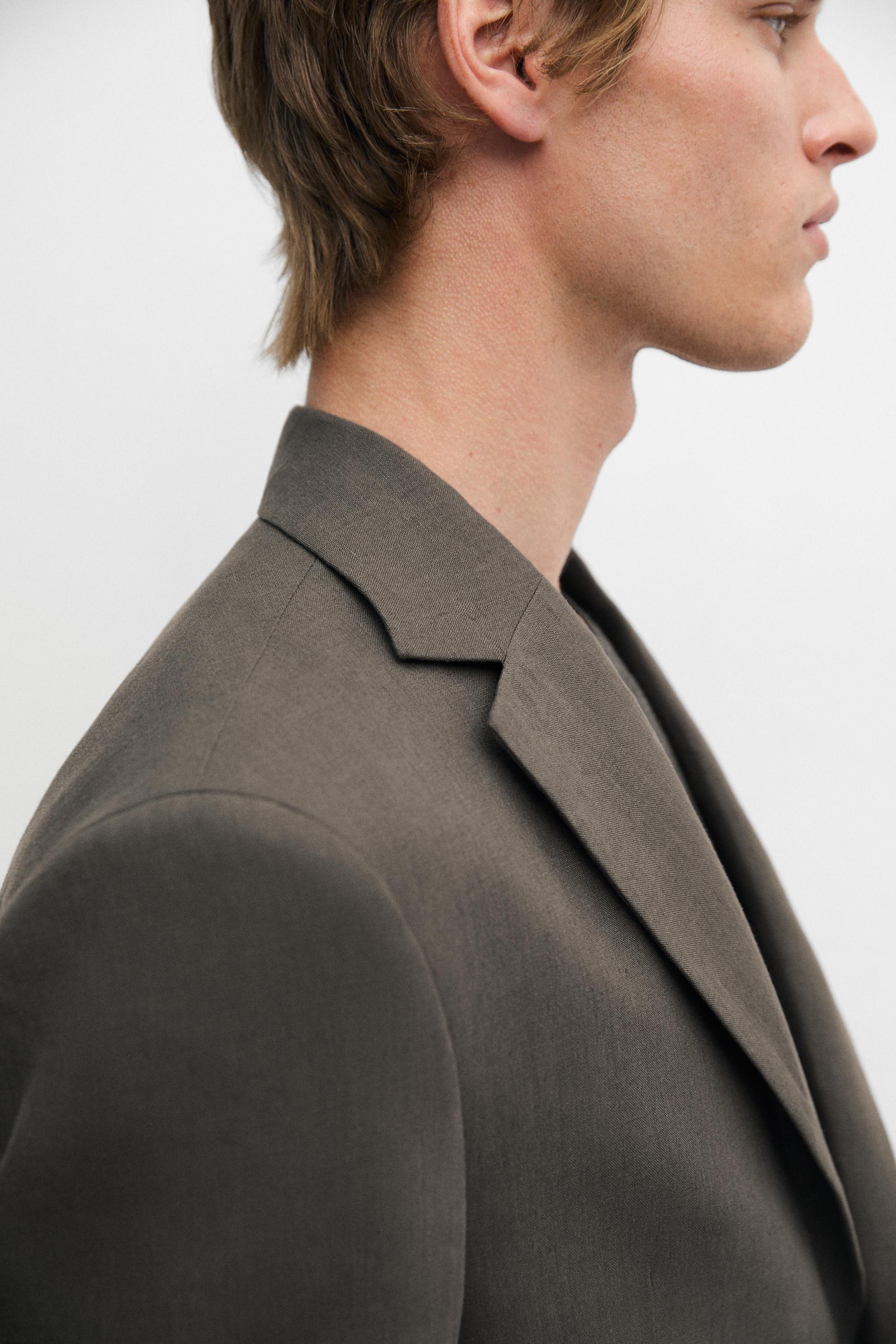 100% linen suit blazer — DARK GREEN