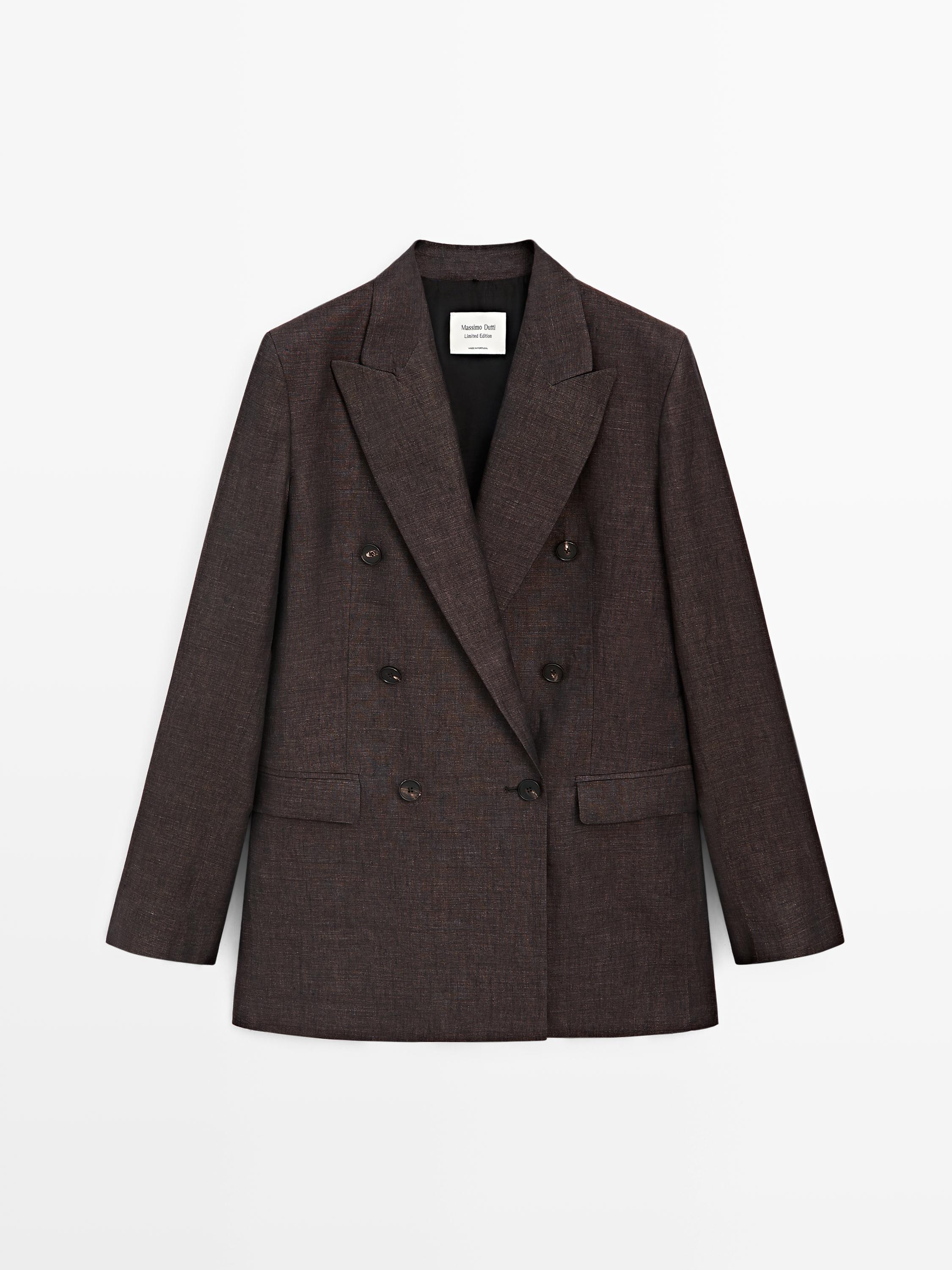 Double-breasted melange linen blazer - Limited Edition