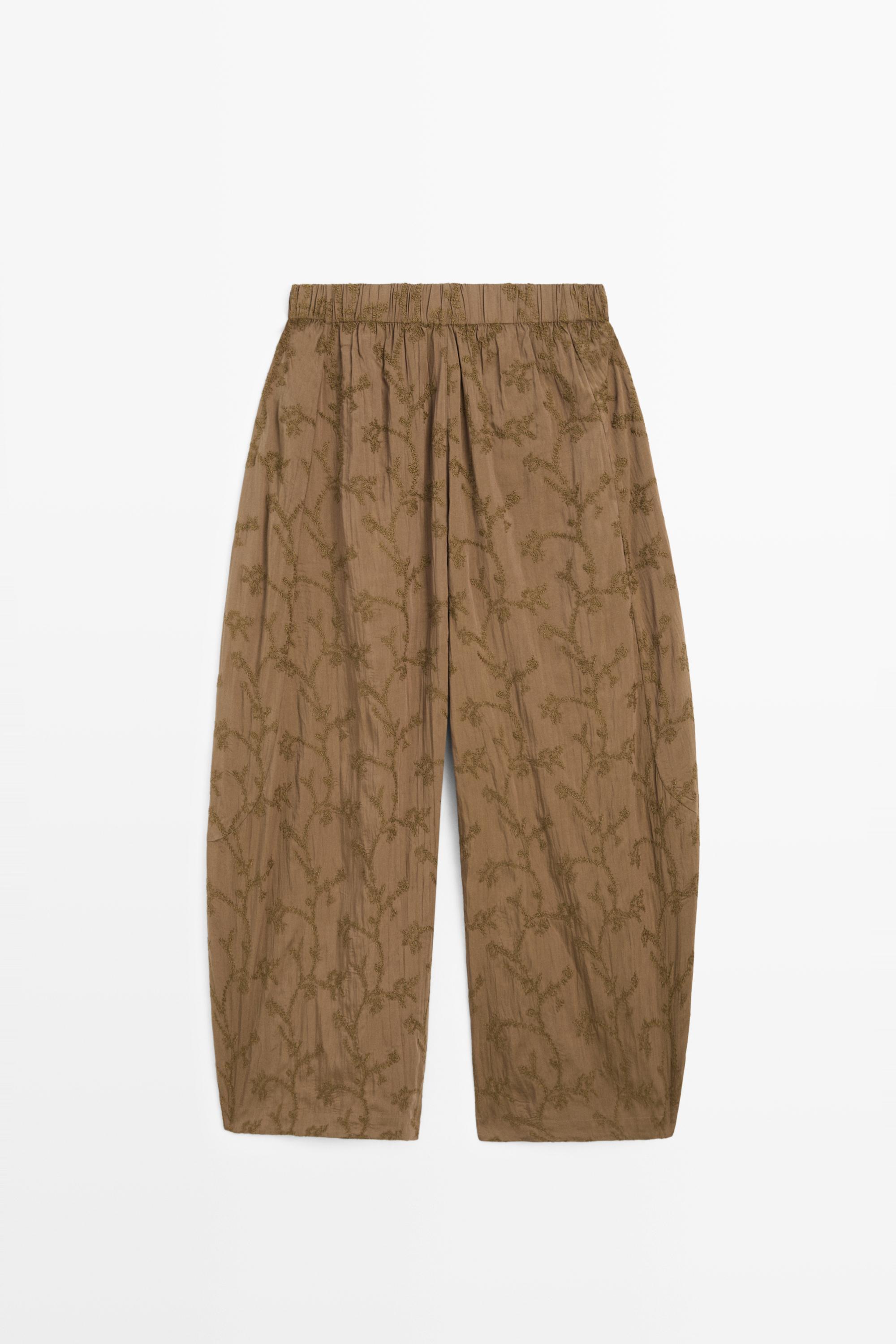 Nakış detaylı elastik belli pantolon