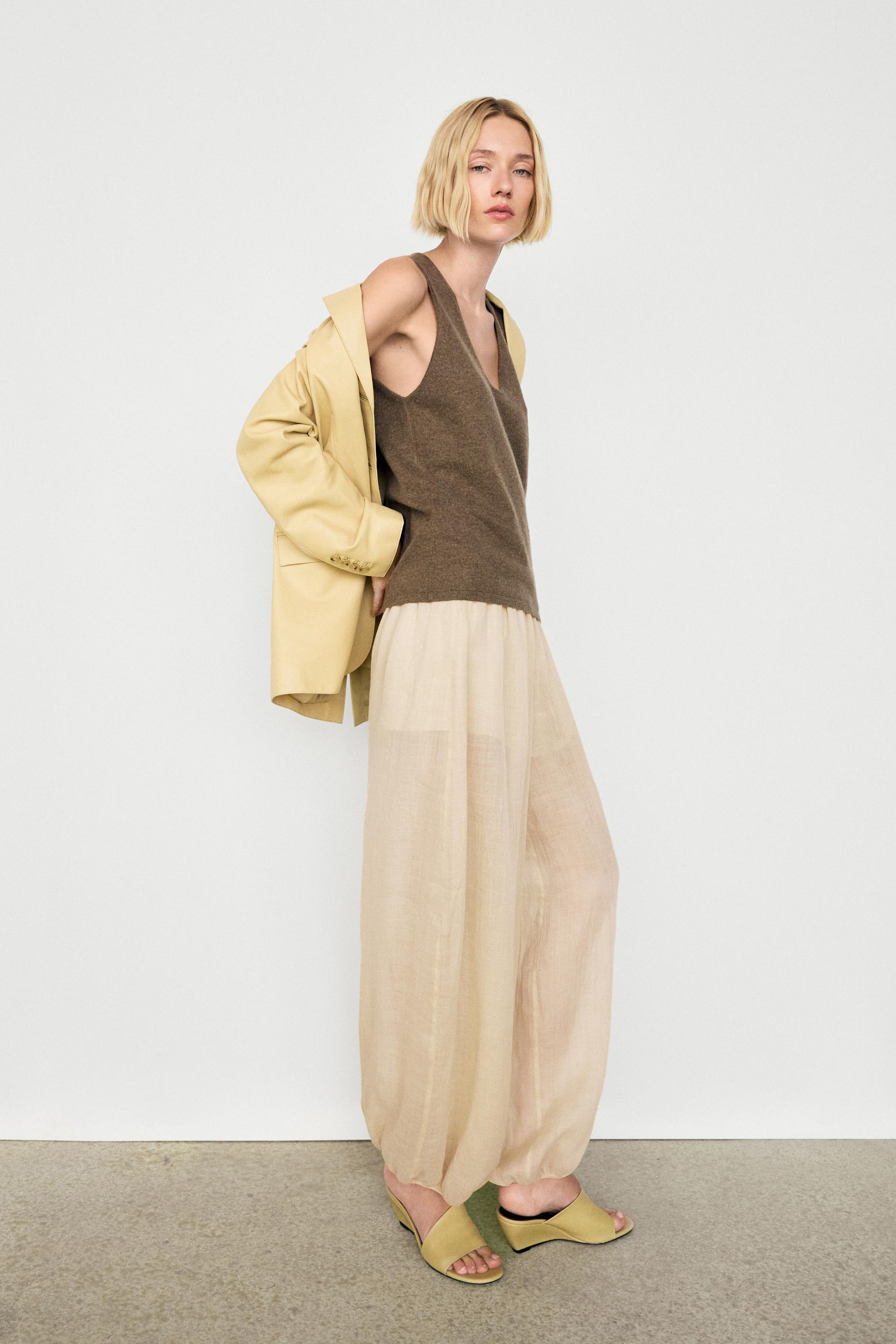 100% Cashmere Knit Top — TOFFEE
