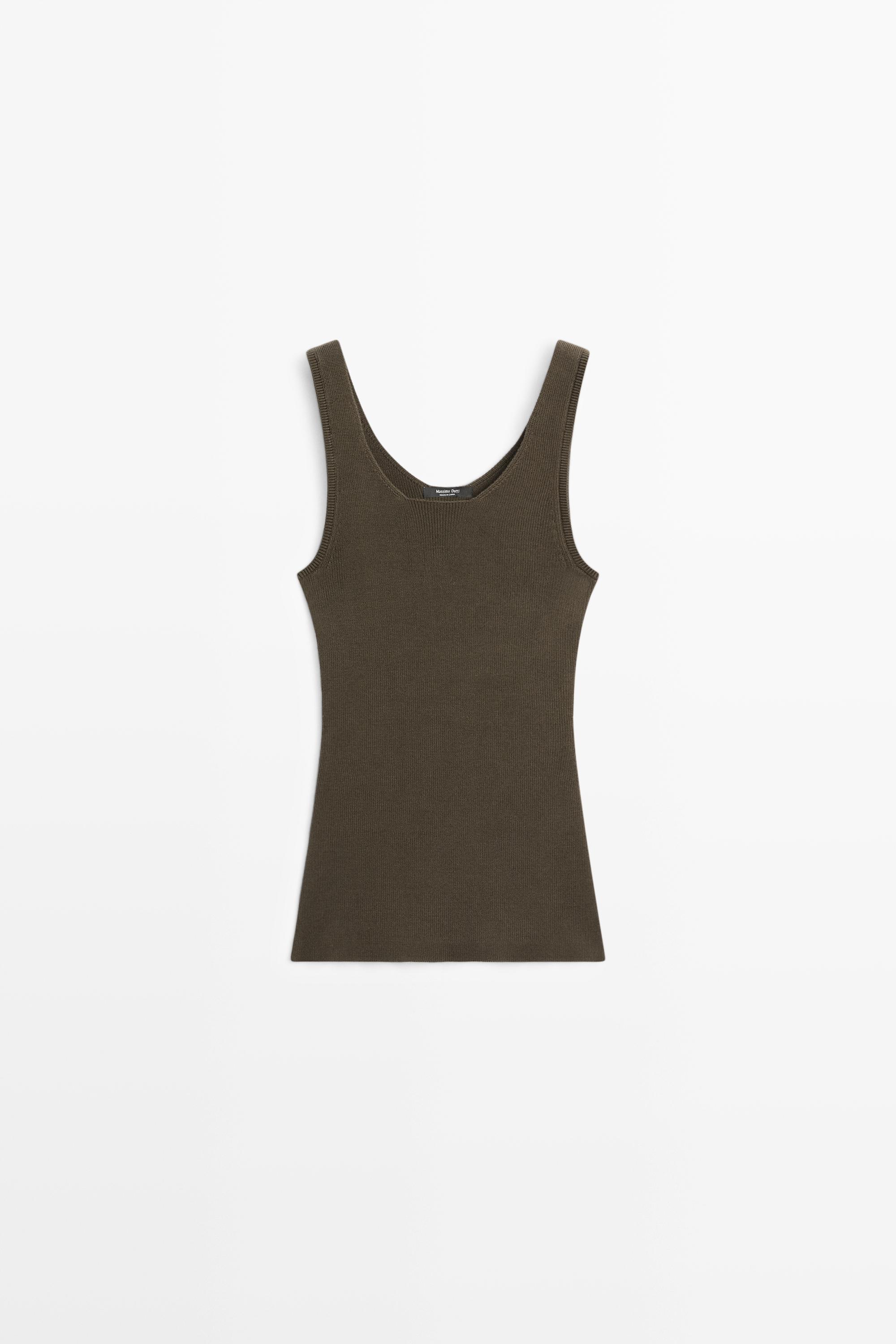 100% cotton ribbed tank top — OLIVE