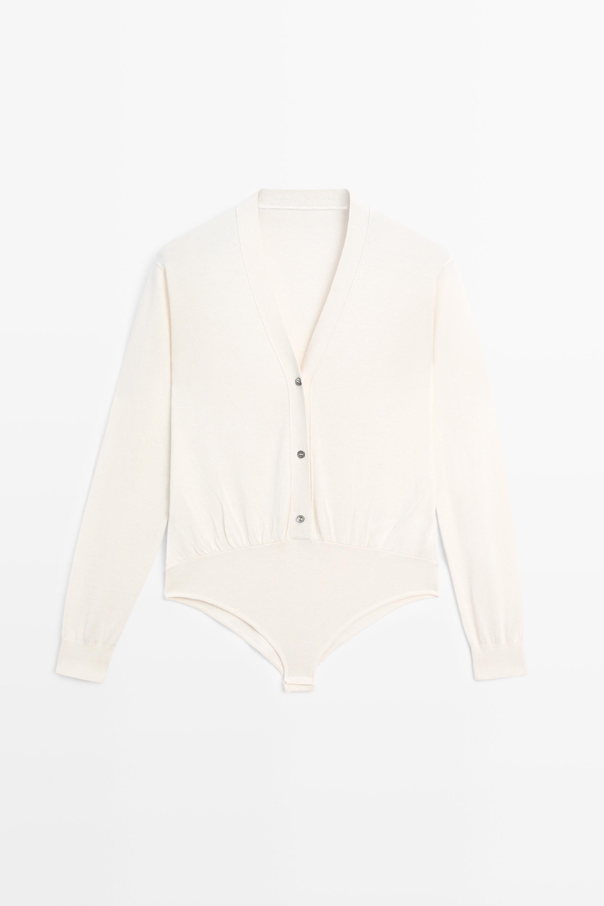 Silk blend bodysuit with button details - STUDIO