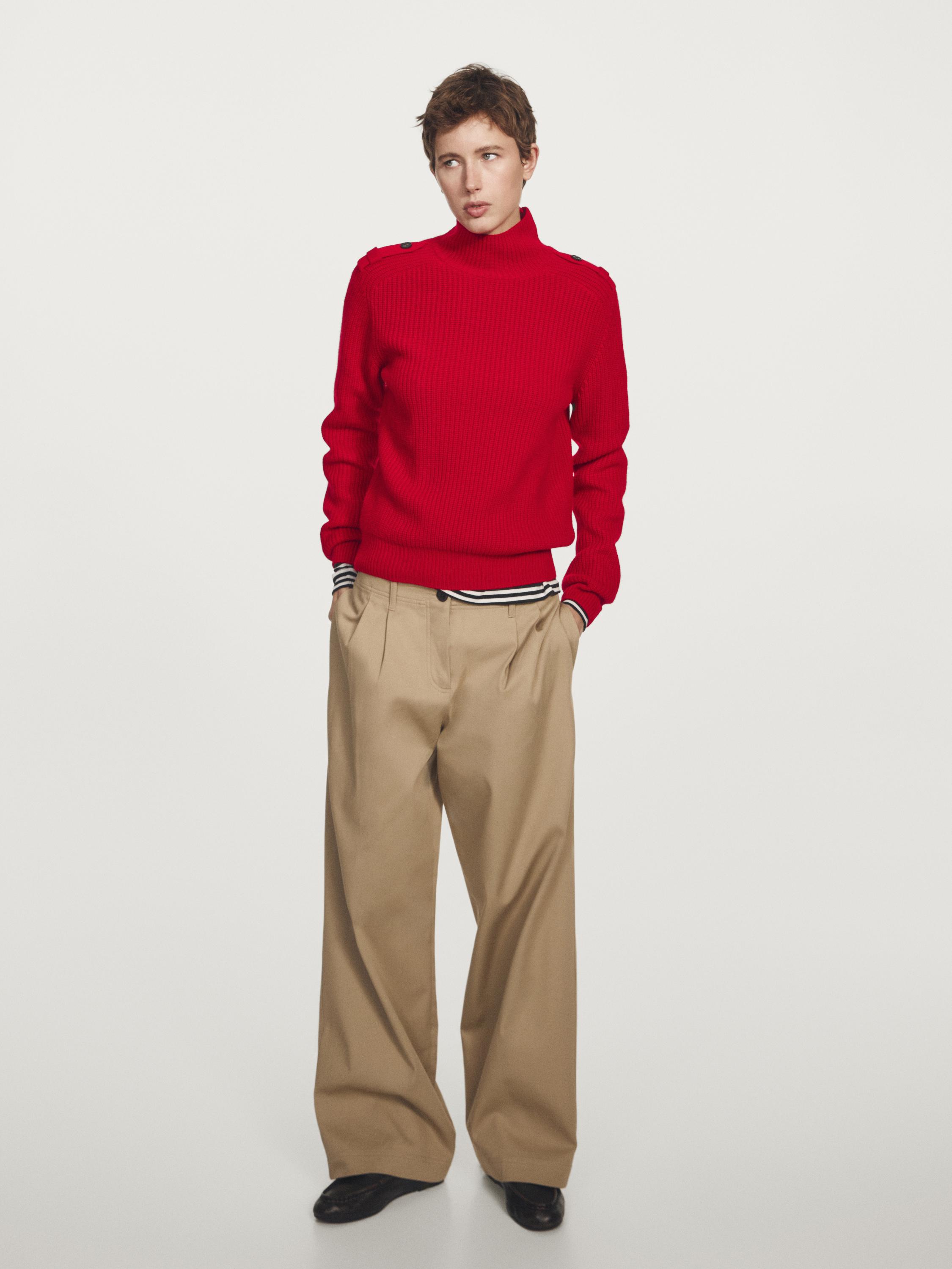 Pull épaule fantaisie en laine mélangée