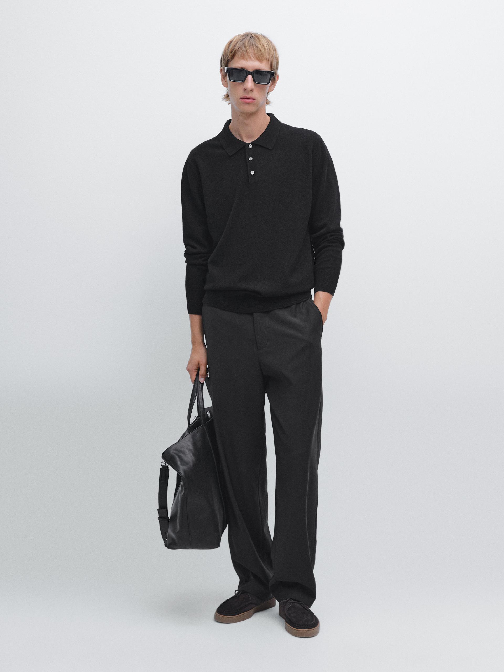 Maglia A Polo In Misto Lana - Nero - M - Massimo Dutti - Maschile