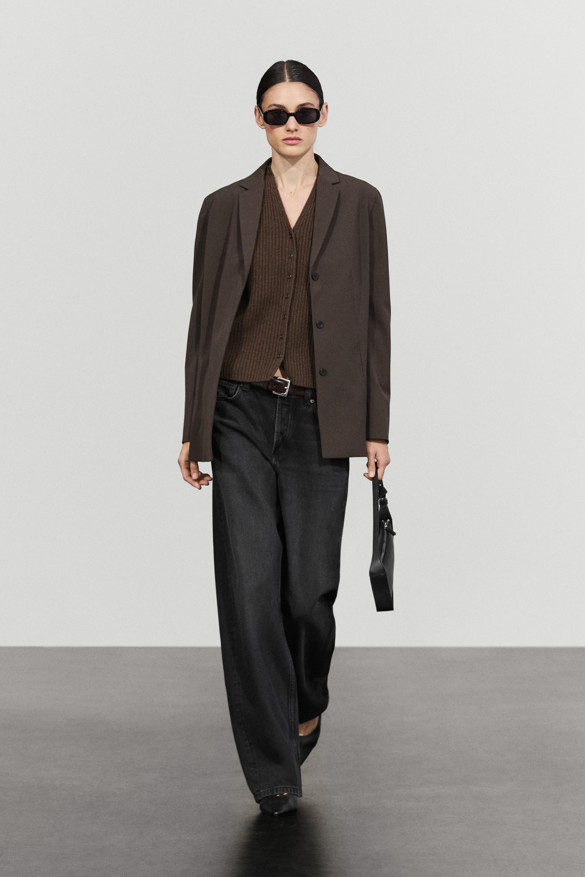 Massimo Dutti %100 yün fitilli triko yelek görsel 7