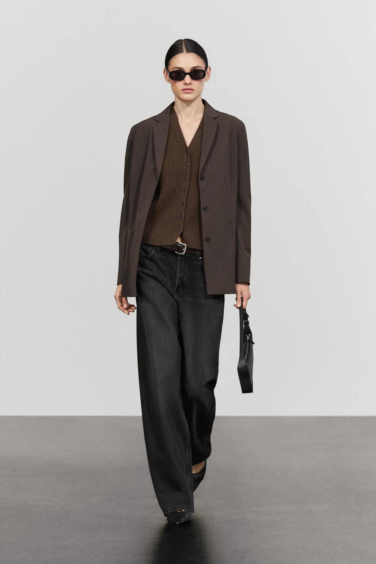 100% wool ribbed knit vest — BROWN MARL