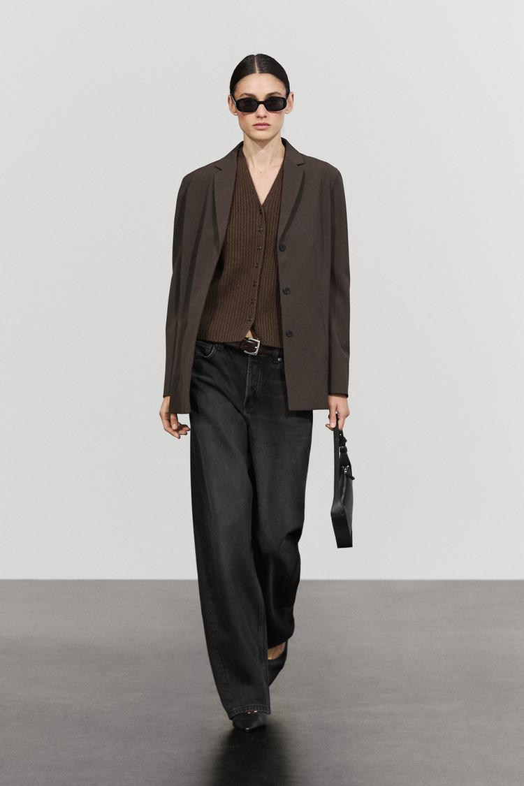 100% wool ribbed knit vest — BROWN MARL