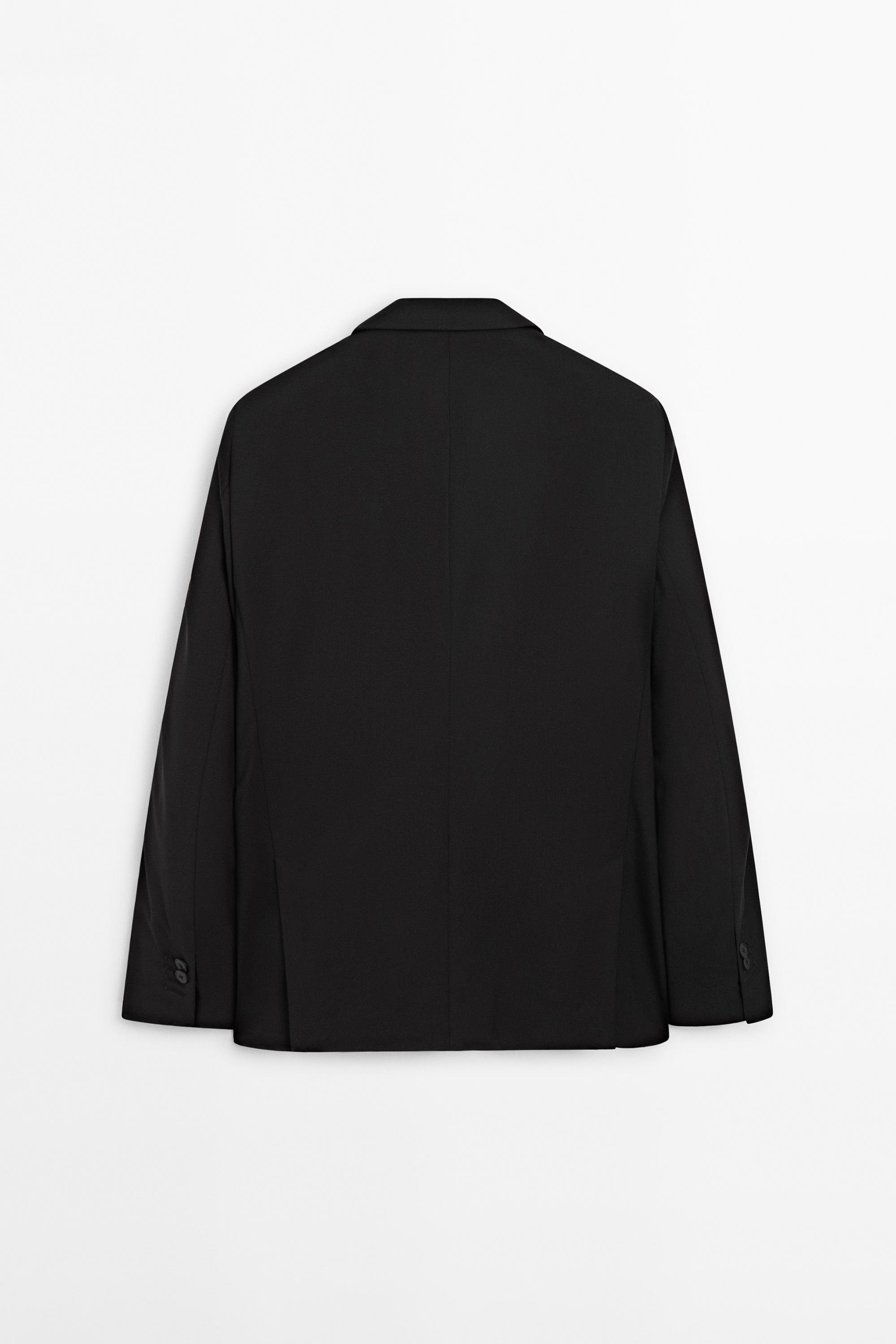 100% cool wool suit blazer — BLACK