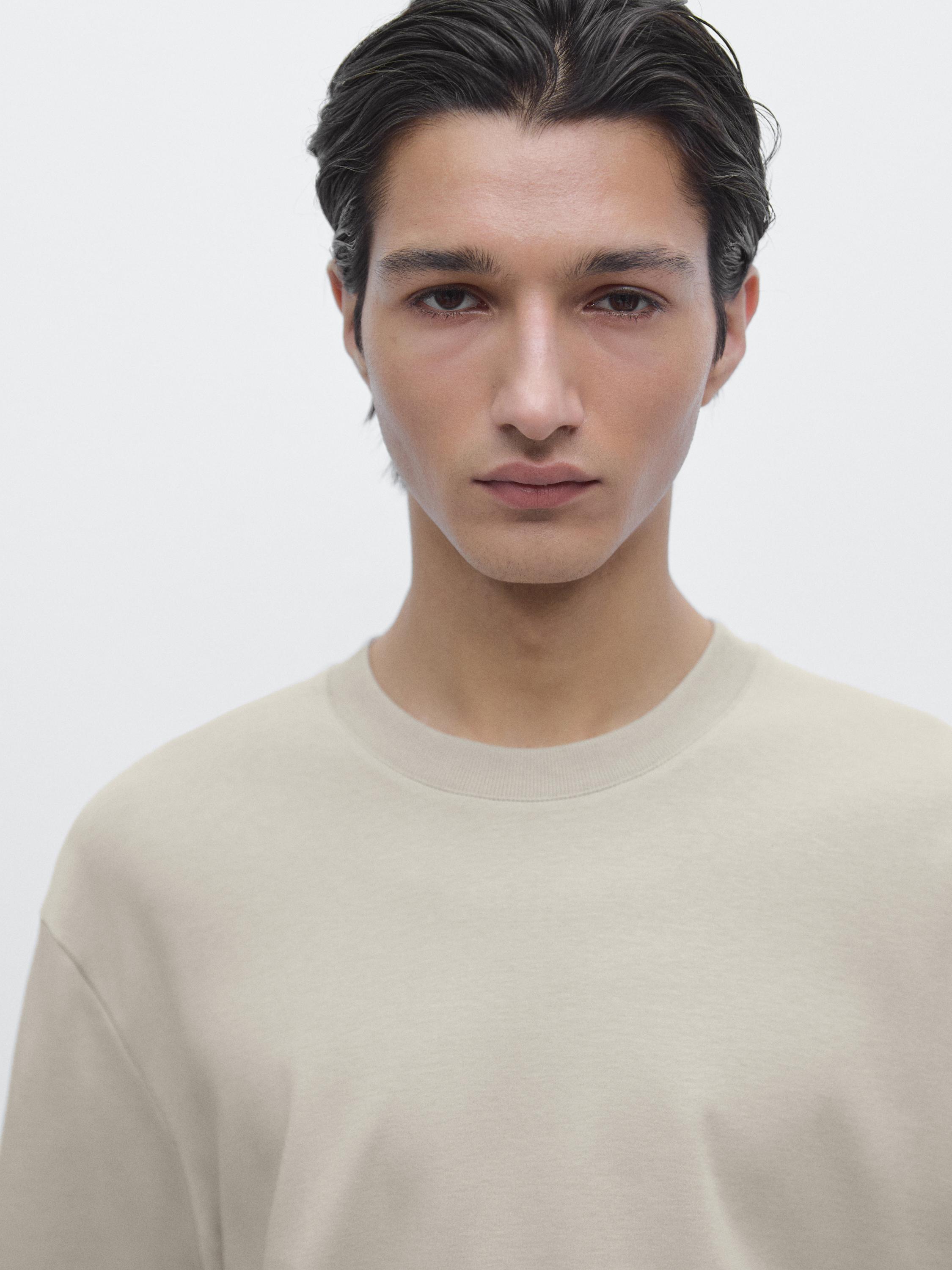 100% cotton short sleeve T-shirt — STONE