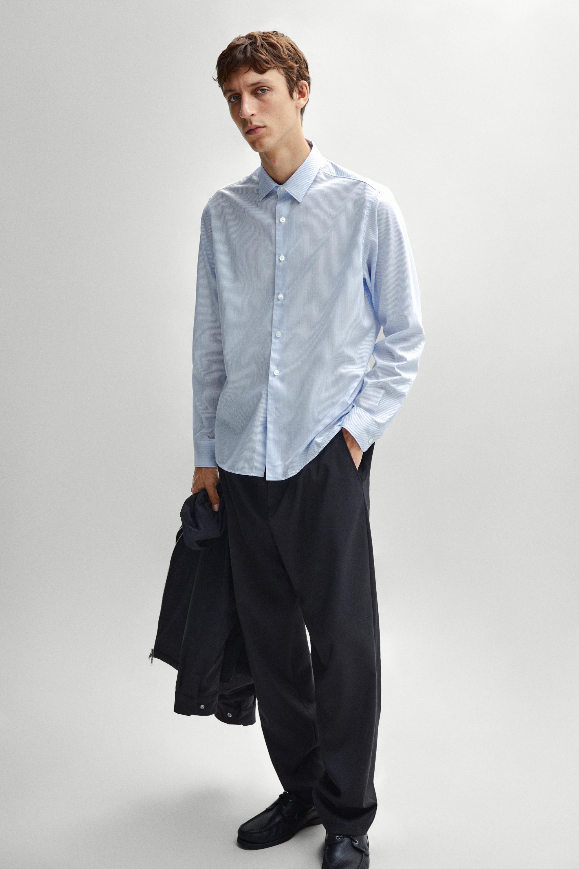 Striped regular fit shirt — SKY BLUE