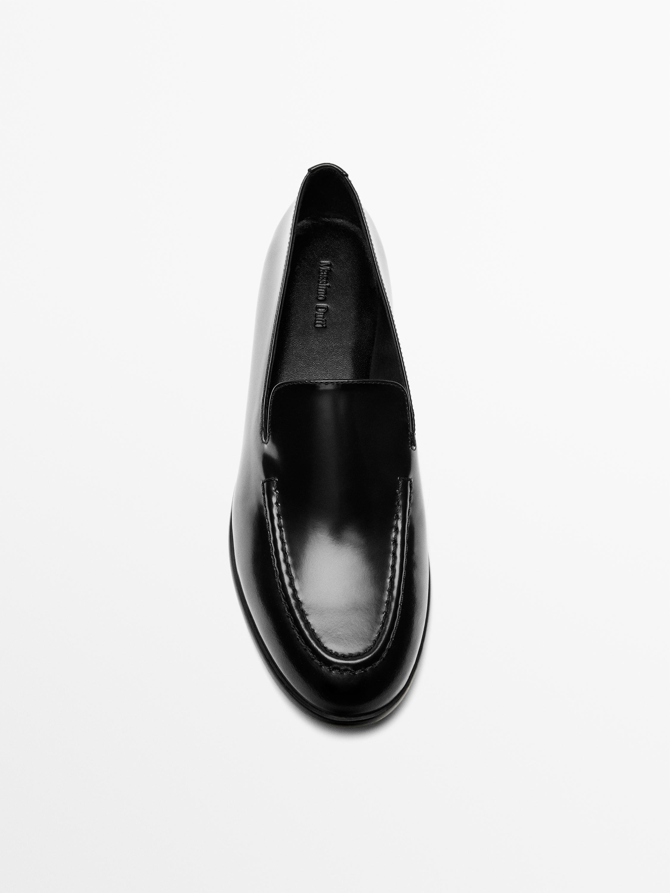 Formal leather loafers — BLACK