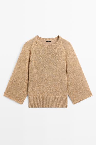 Cotton blend heathered knit sweater — Tobacco brown 2