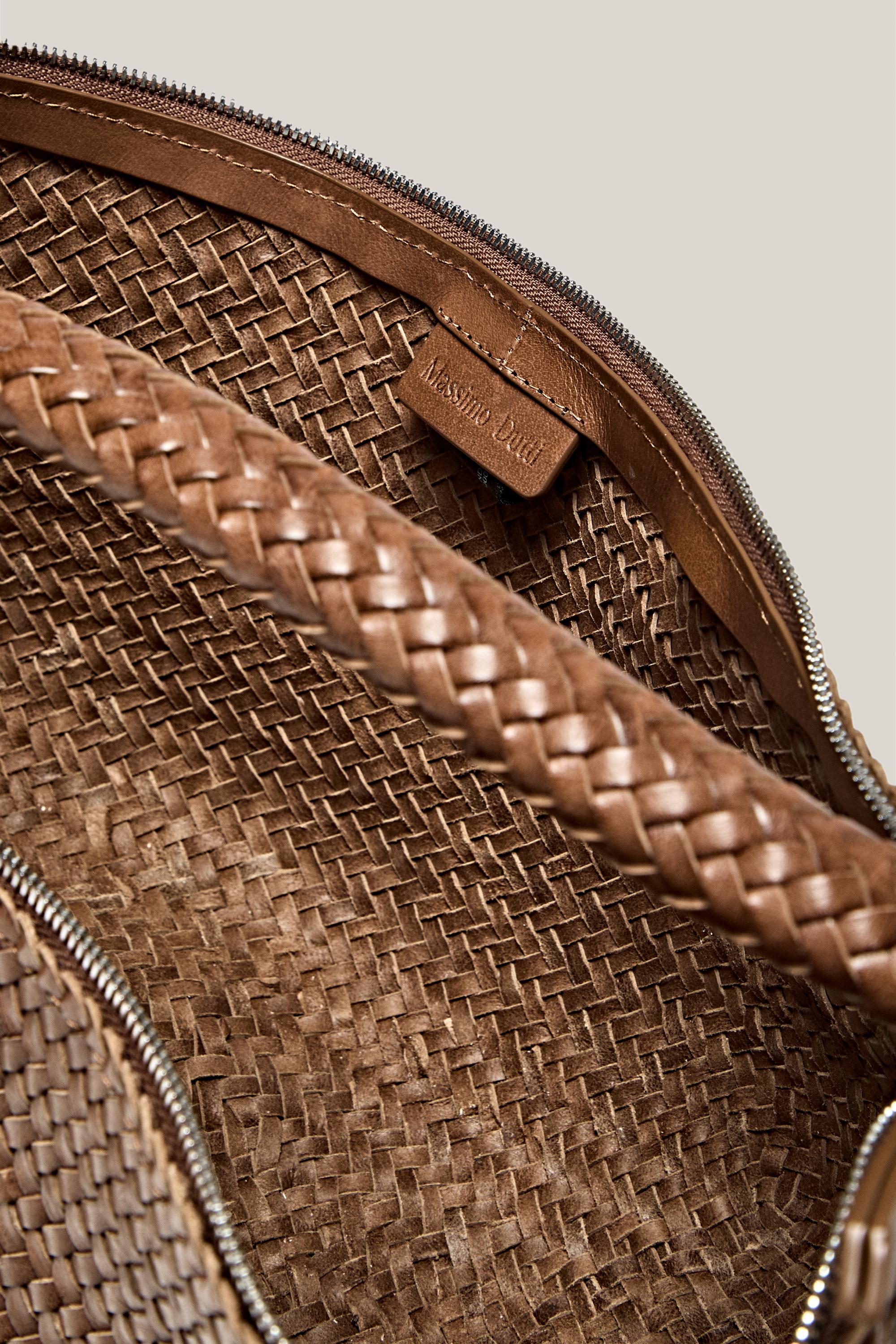 Braided leather half-moon bag — LEATHER