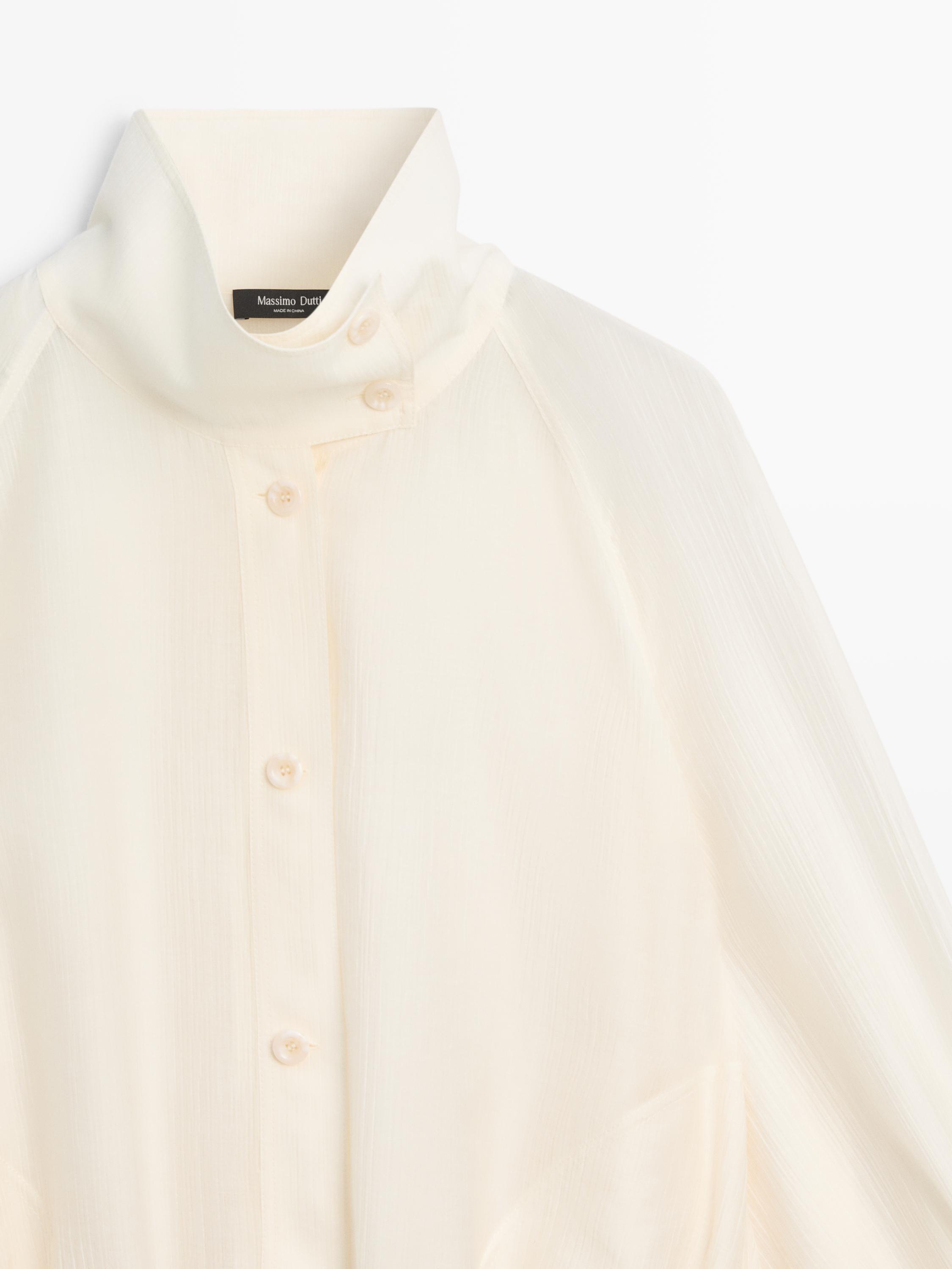 Fluid overshirt with puff detail — CREAM