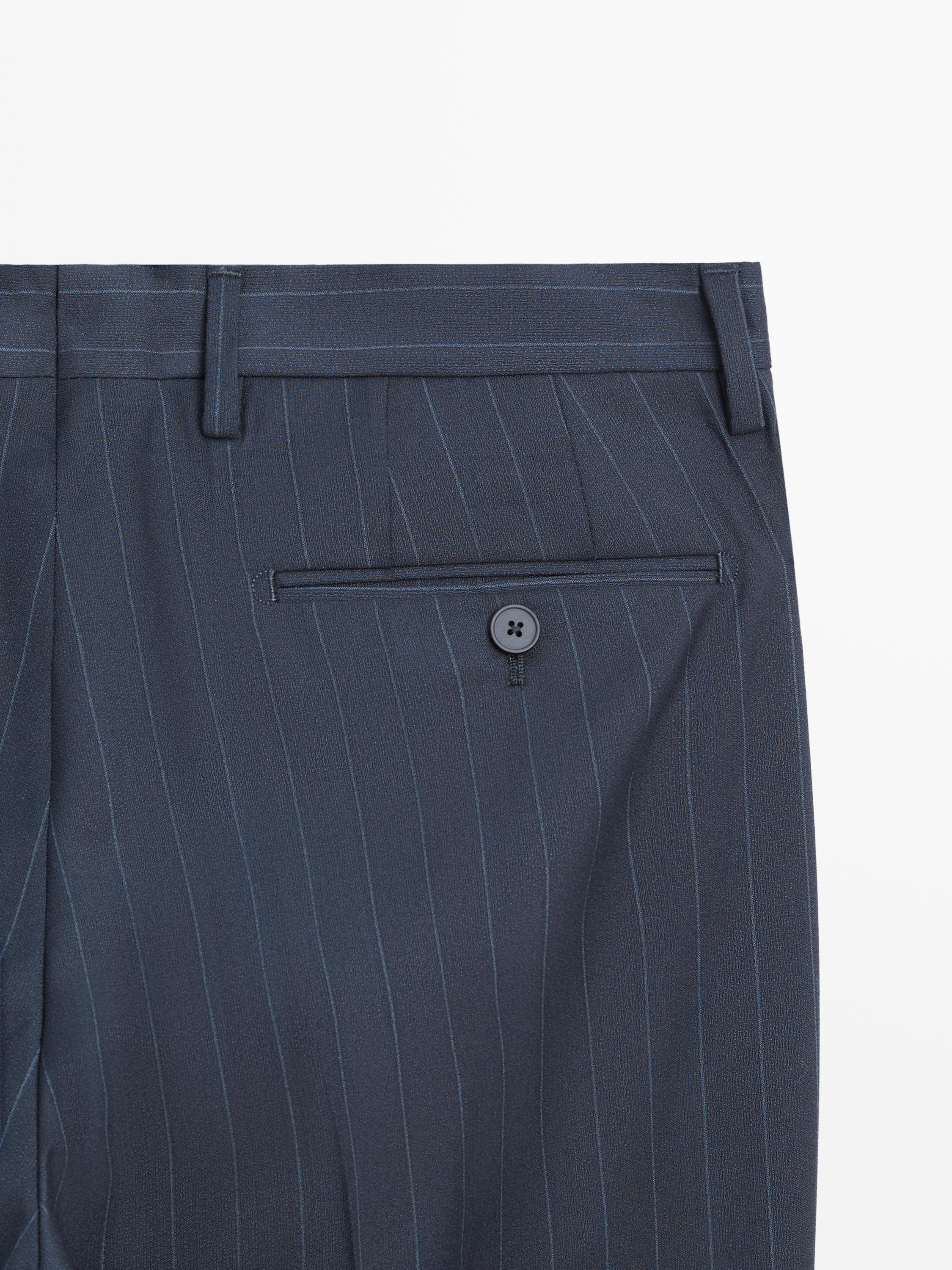 Pinstriped suit pants — NAVY BLUE