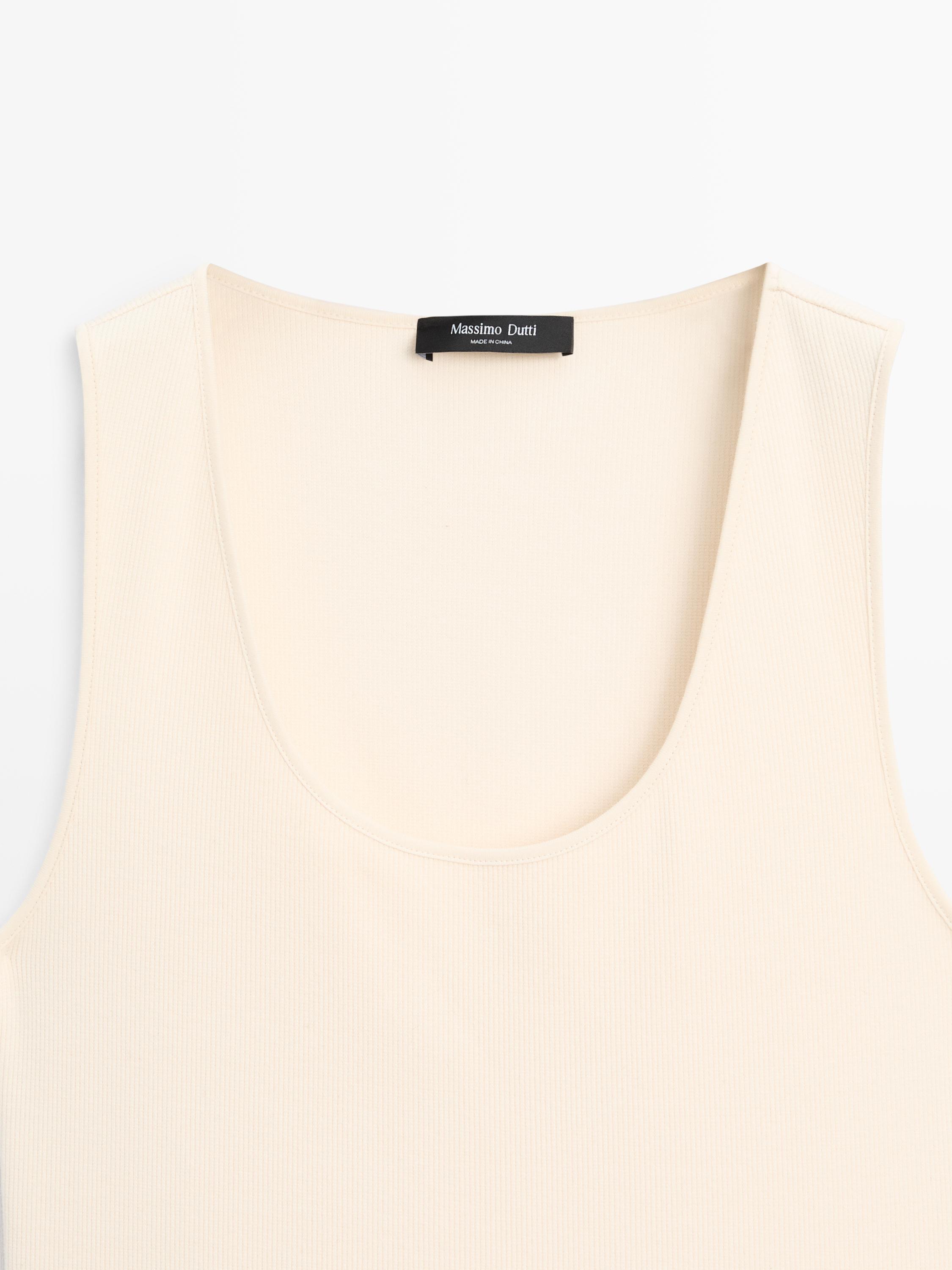 Cotton blend dress with contrast poplin — Vanilla