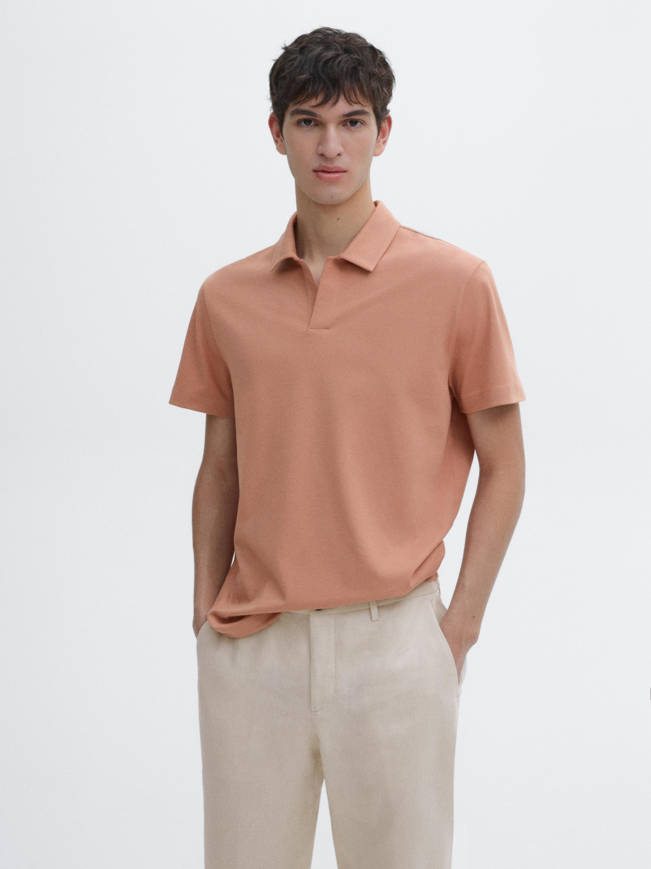 Short sleeve cotton knit polo shirt