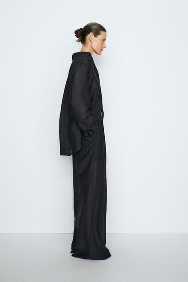 STUDIO semi-sheer flowing shirt — NAVY BLUE 5