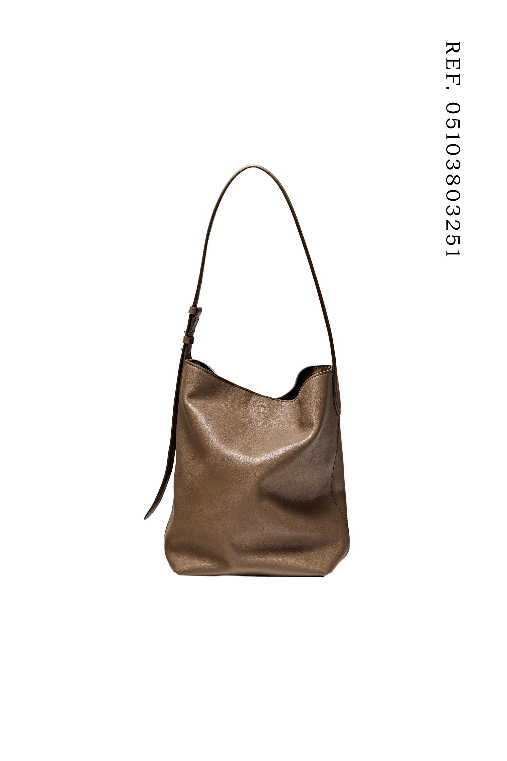 Nappa leather bucket bag — MOLE BROWN