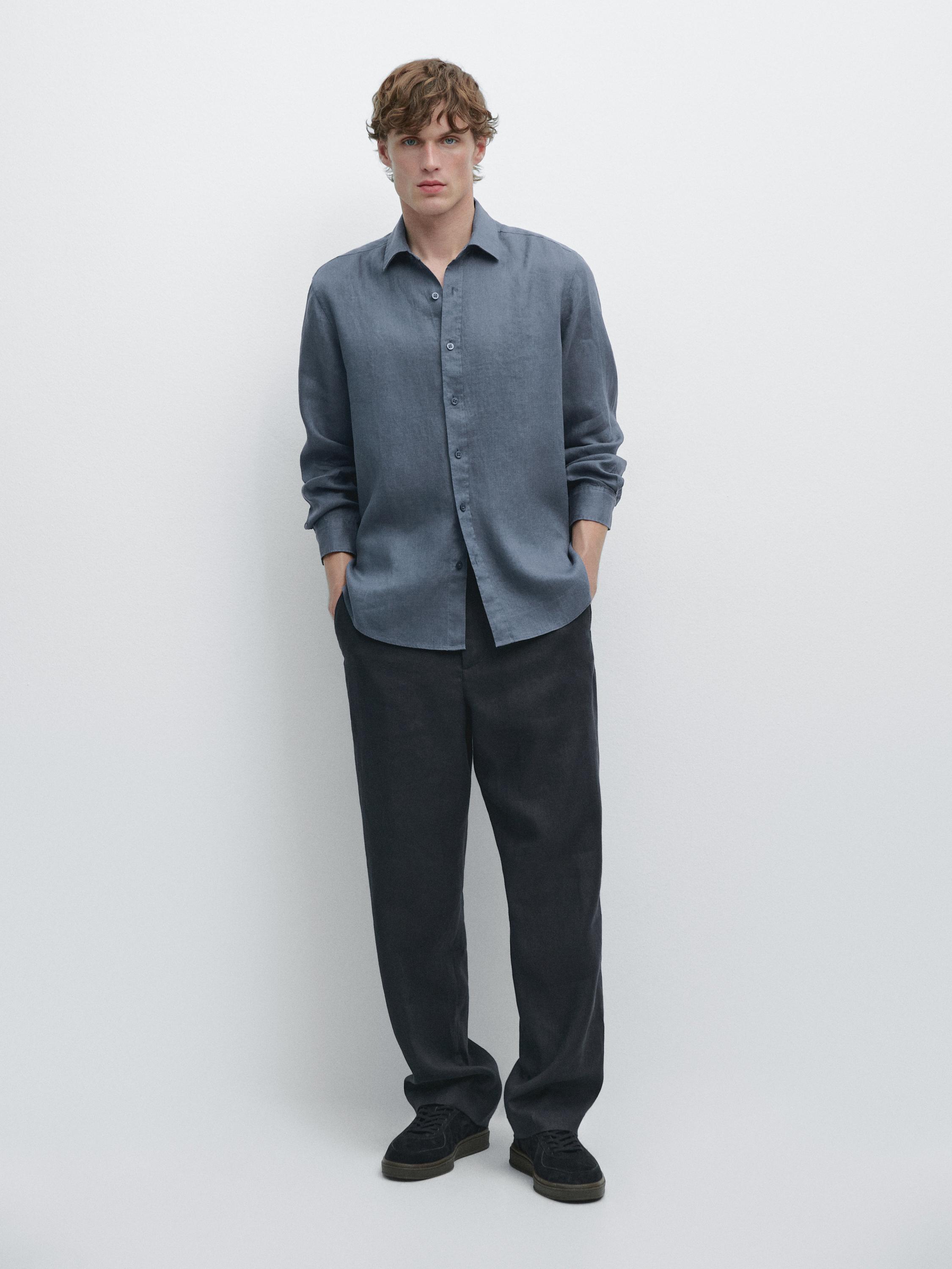 Slim fit 100% linen shirt