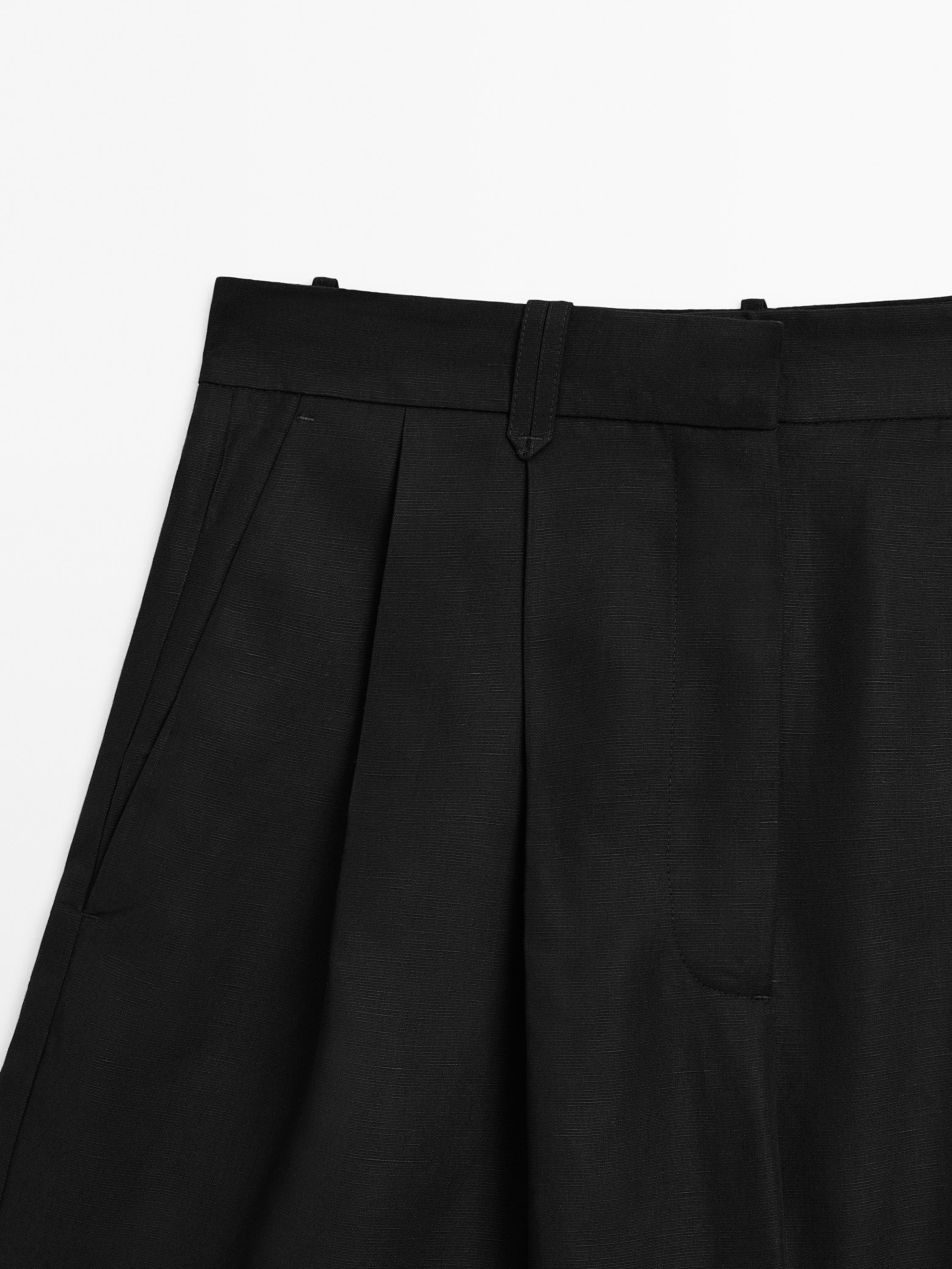 Pleated Bermuda shorts · Black, Brown · Dressy | Massimo Dutti