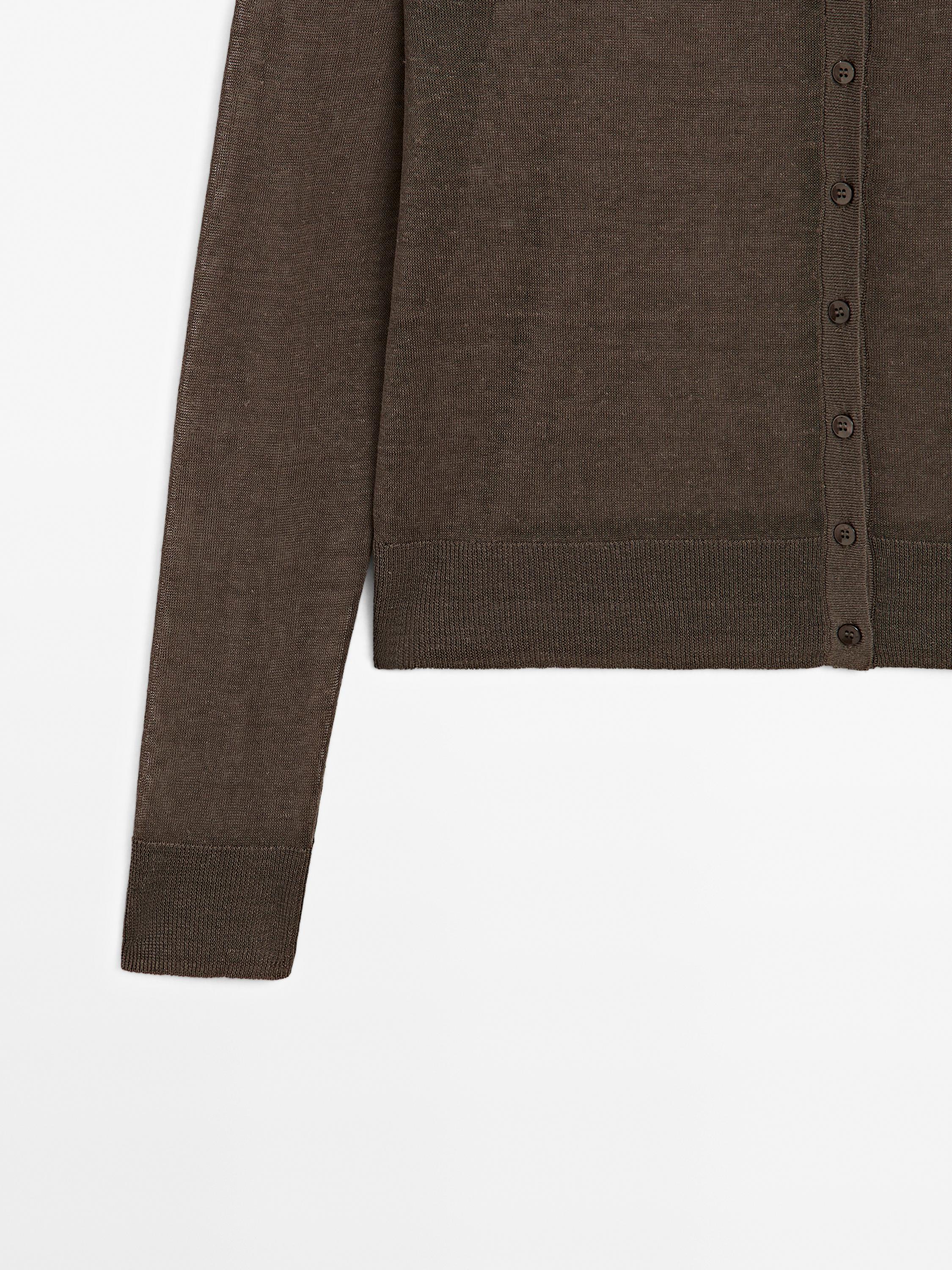 Cardigan with 100% linen scarf