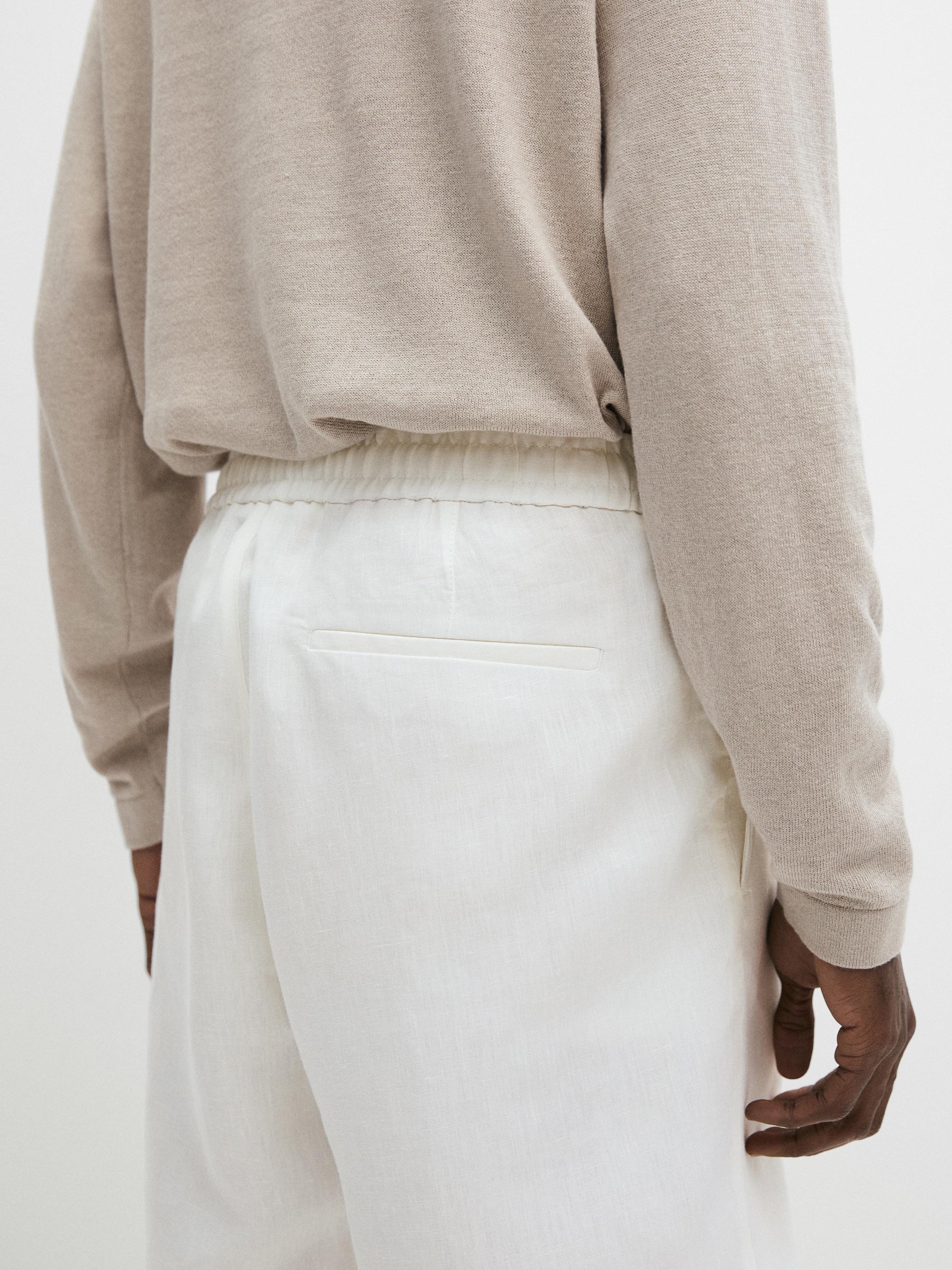 100% linen short Bermuda shorts — Off white