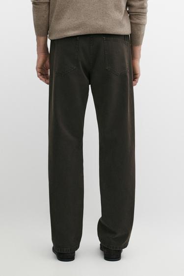 Tapered fit denim-effect pants — Chocolate 5