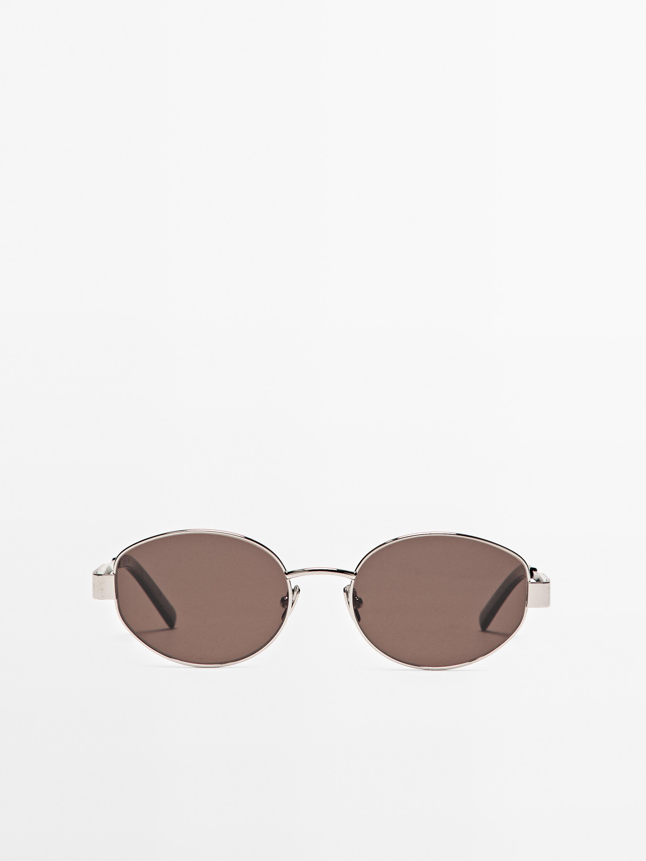 Lunettes de soleil ovales métalliques