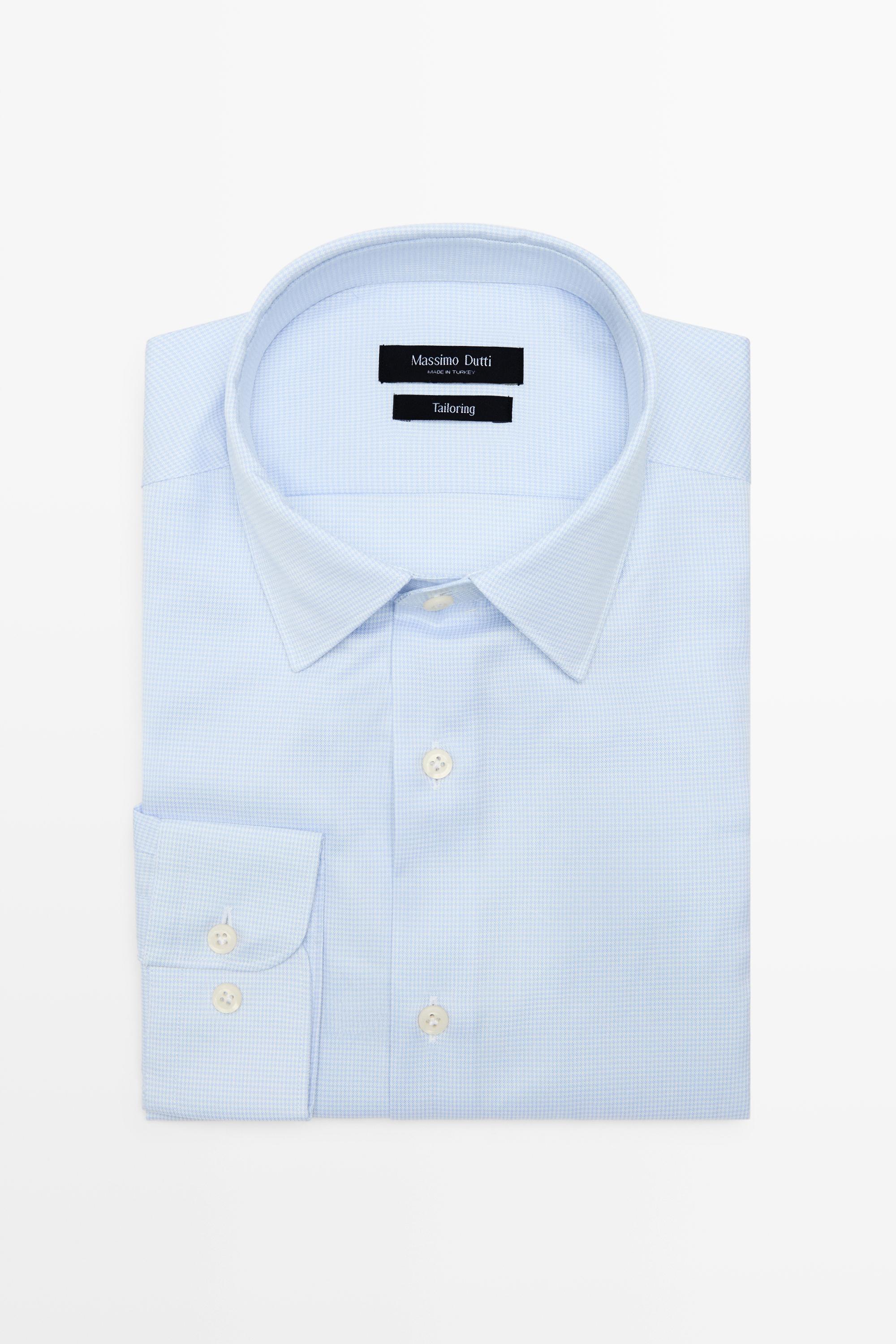 Slim fit micro-check tailored fit shirt — SKY BLUE