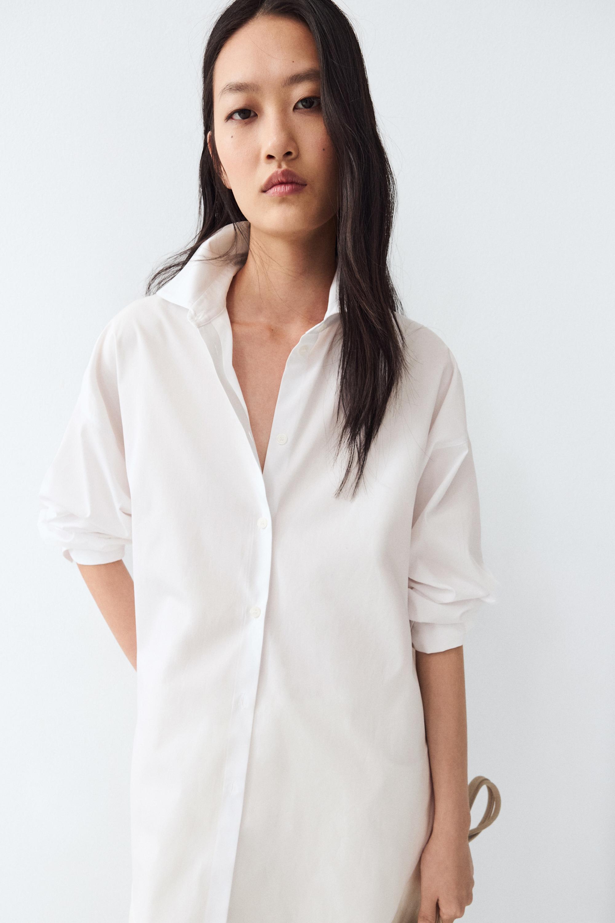 100% cotton poplin shirt — WHITE