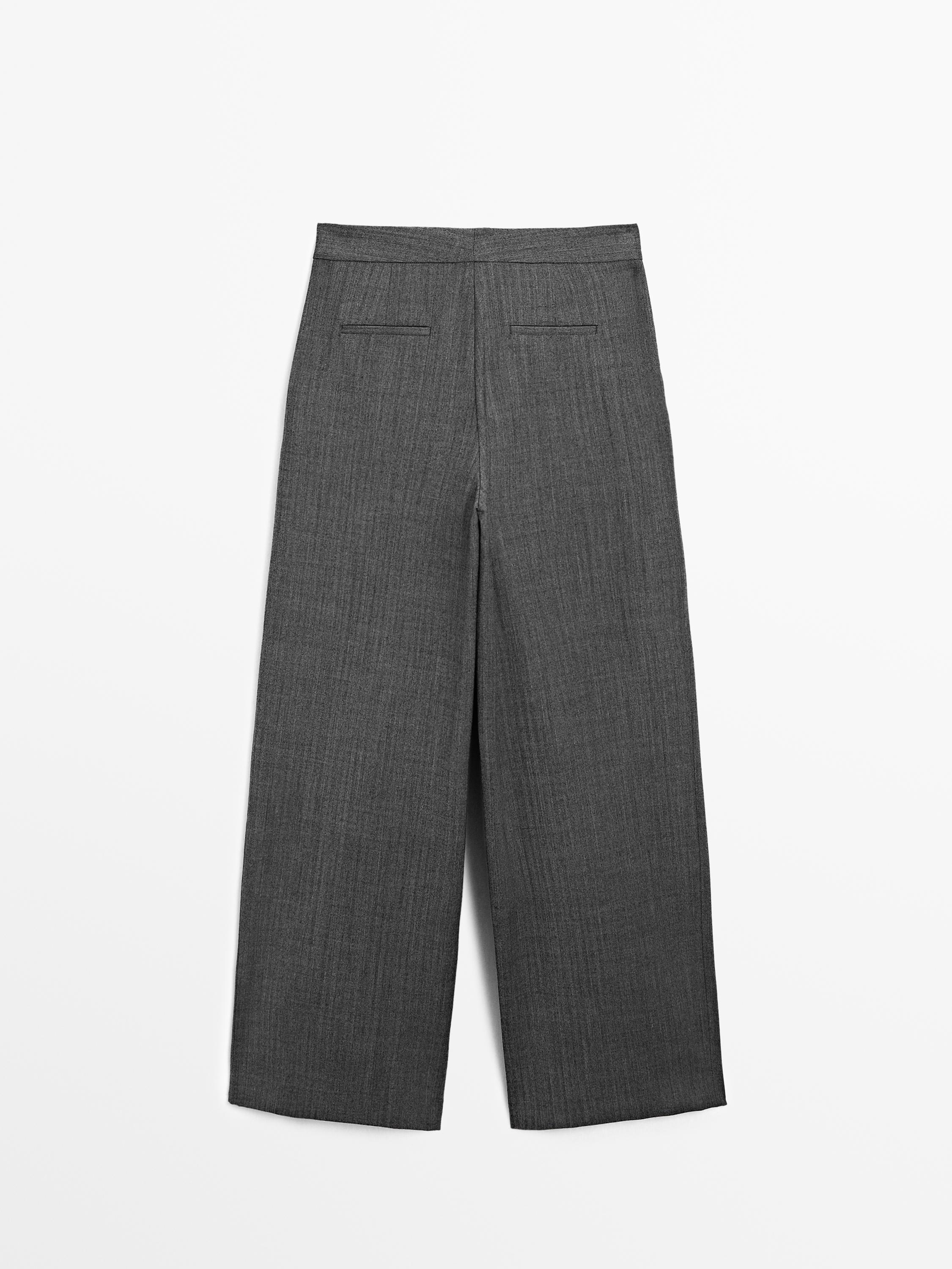 Wool blend trousers with double darts