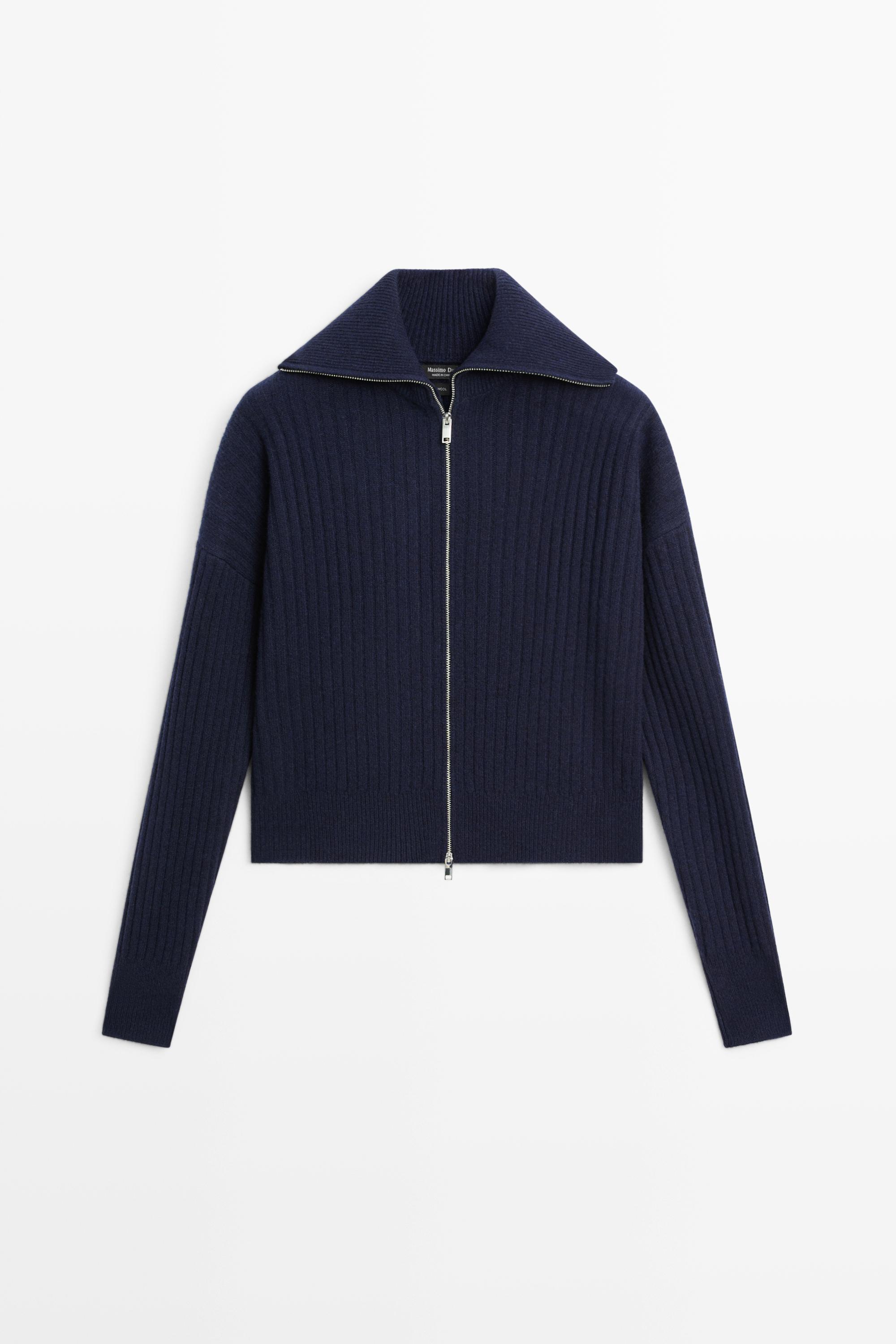 Chaqueta punto cremallera 100% lana