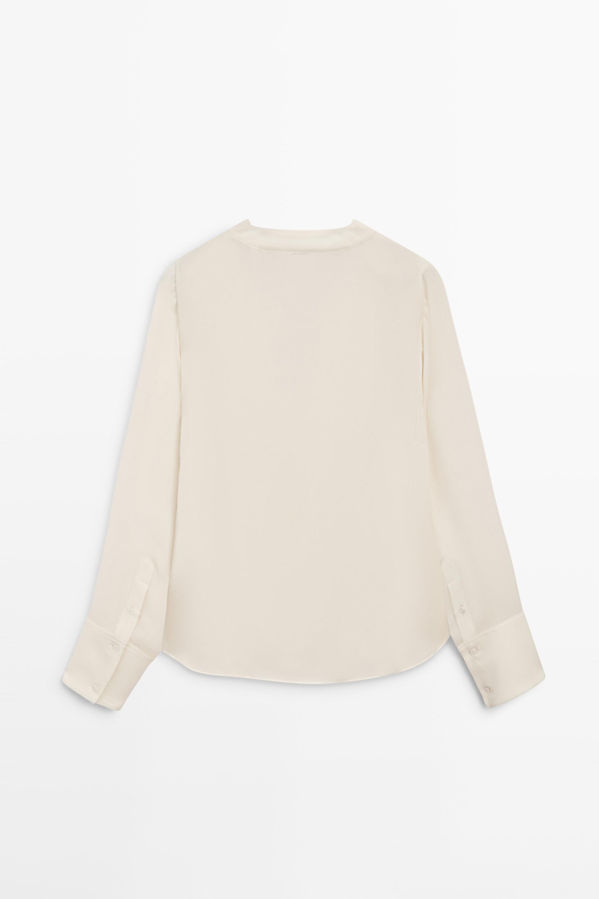Flowing silk blouse with cowl neckline - STUDIO — CREAM