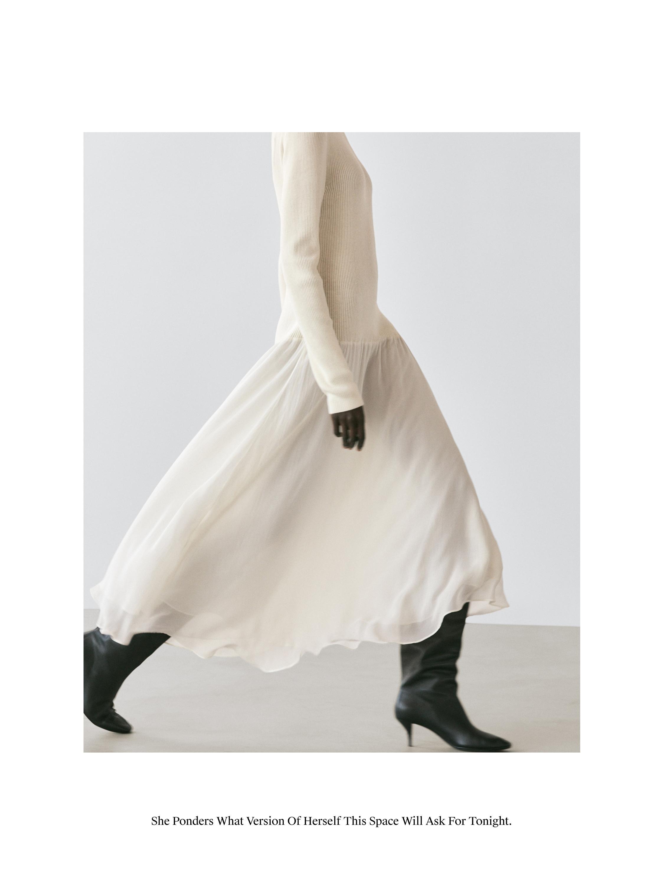 Knit dress with matching detail — CREAM