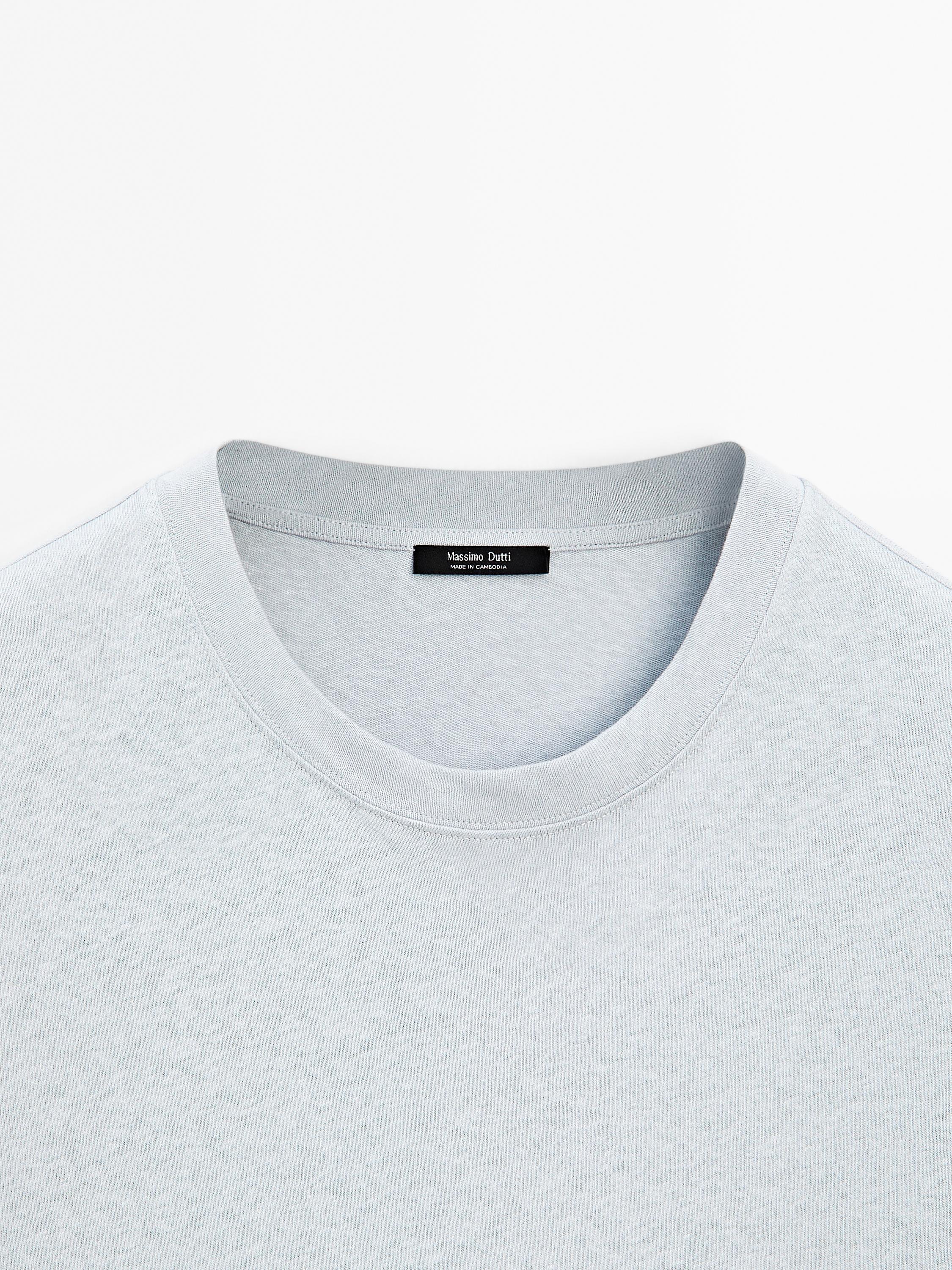 Short-sleeved T-shirt with linen