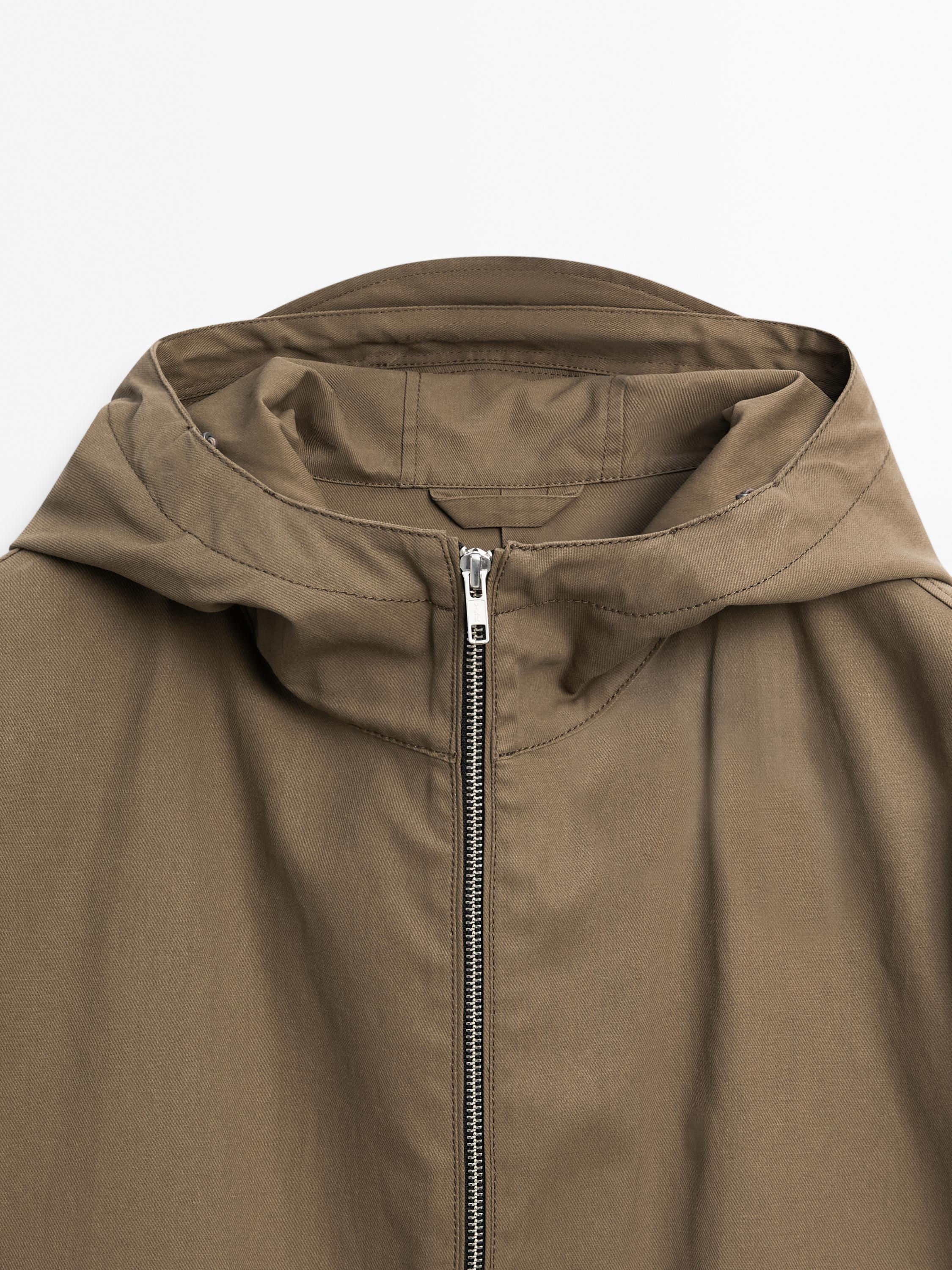 Chaqueta corta capucha mezcla algodón