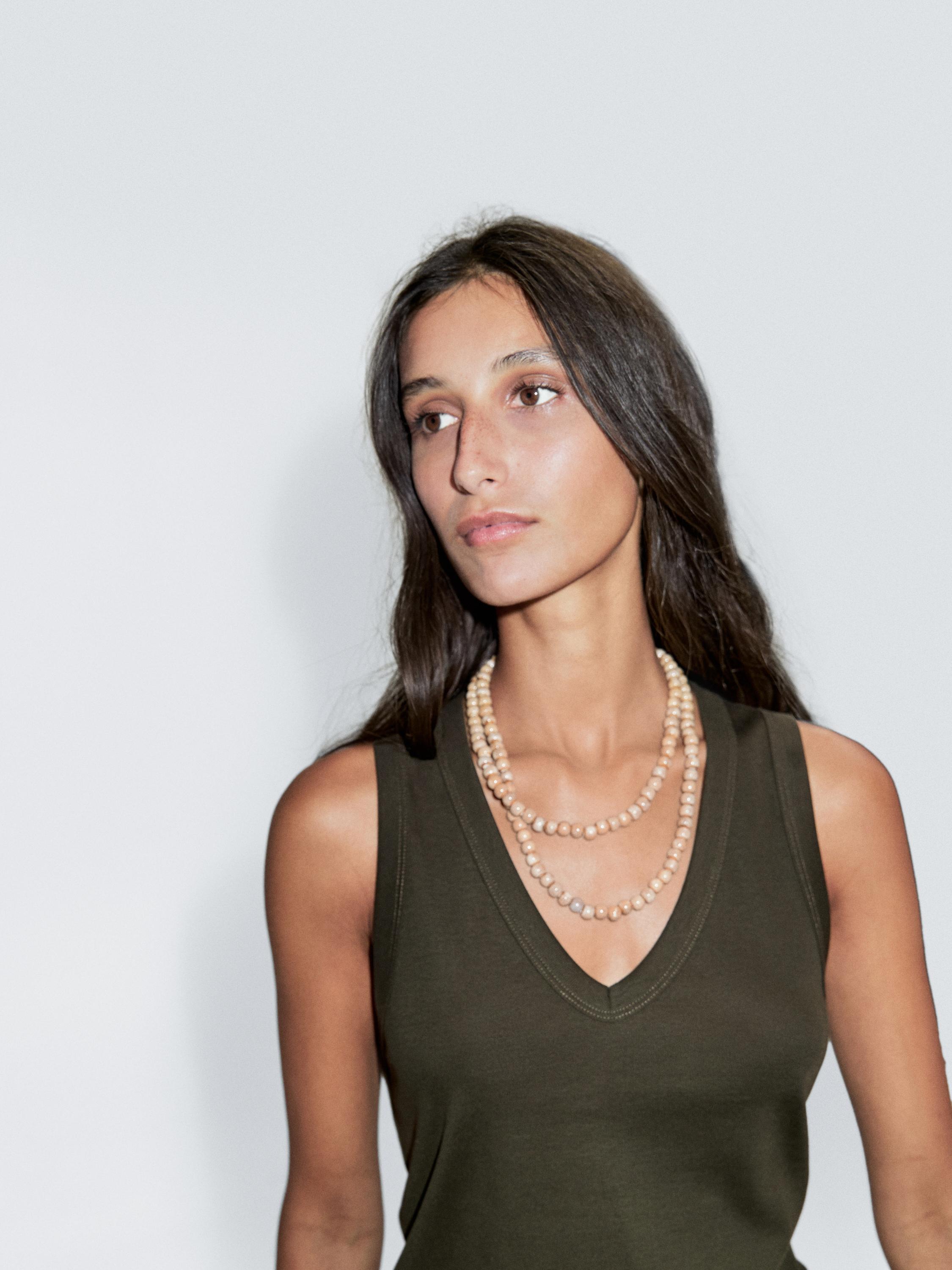 100% cotton strappy V-neck T-shirt