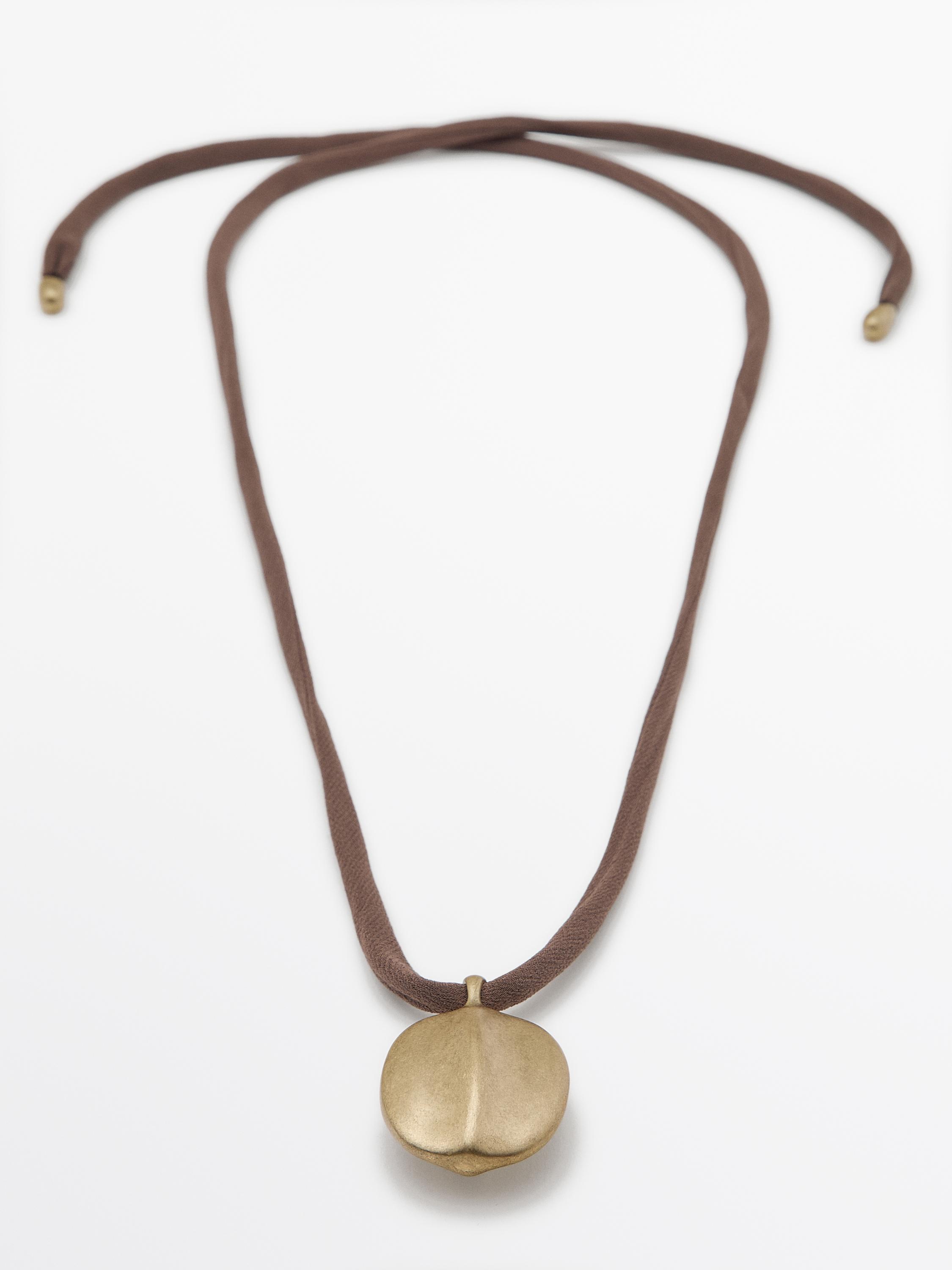 Leaf and silk cord necklace
