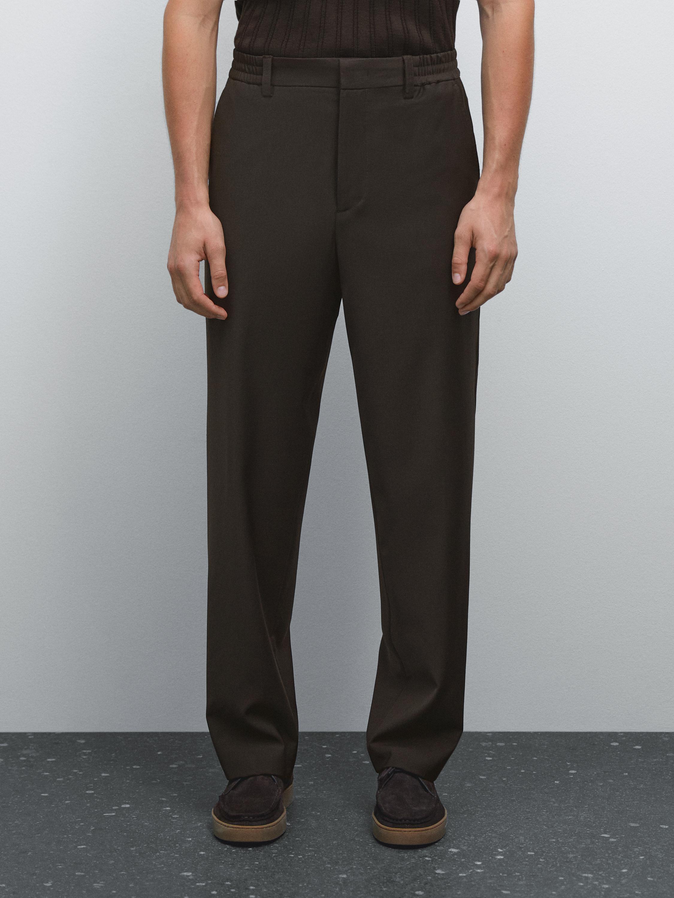 Wool blend jogger fit trousers