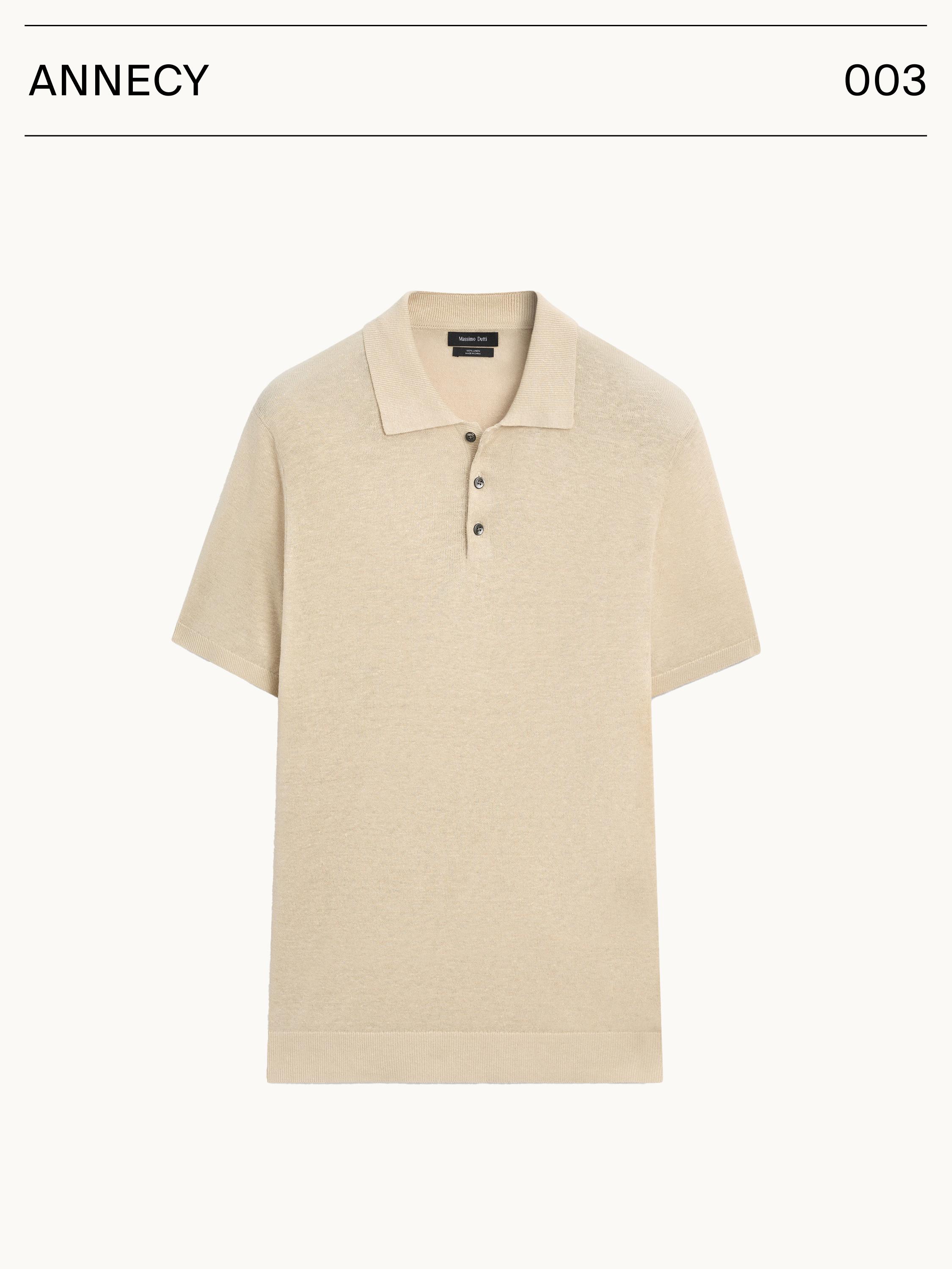 Linen knit polo sweater — Beige