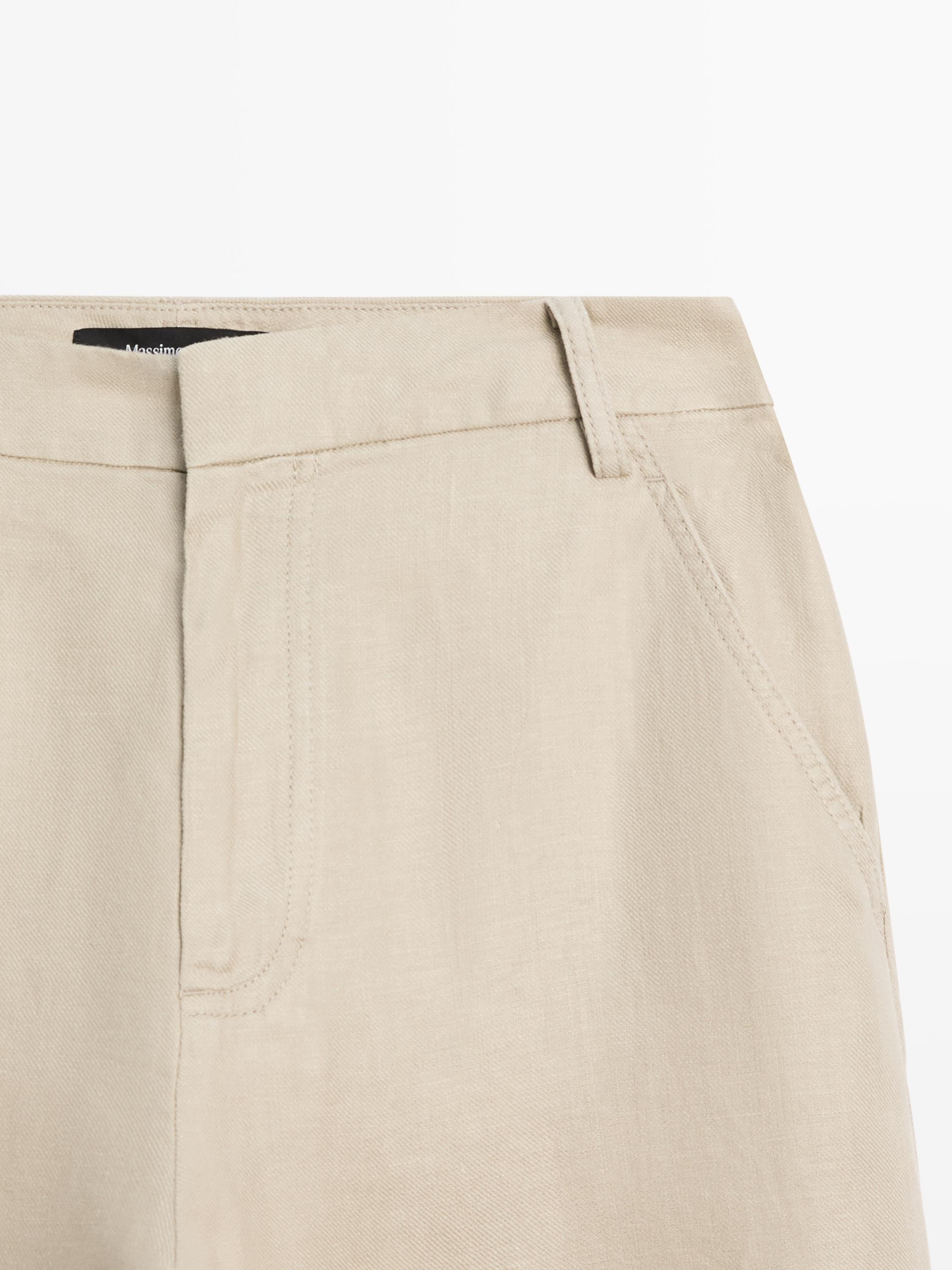 Flowing 100% linen trousers — STONE