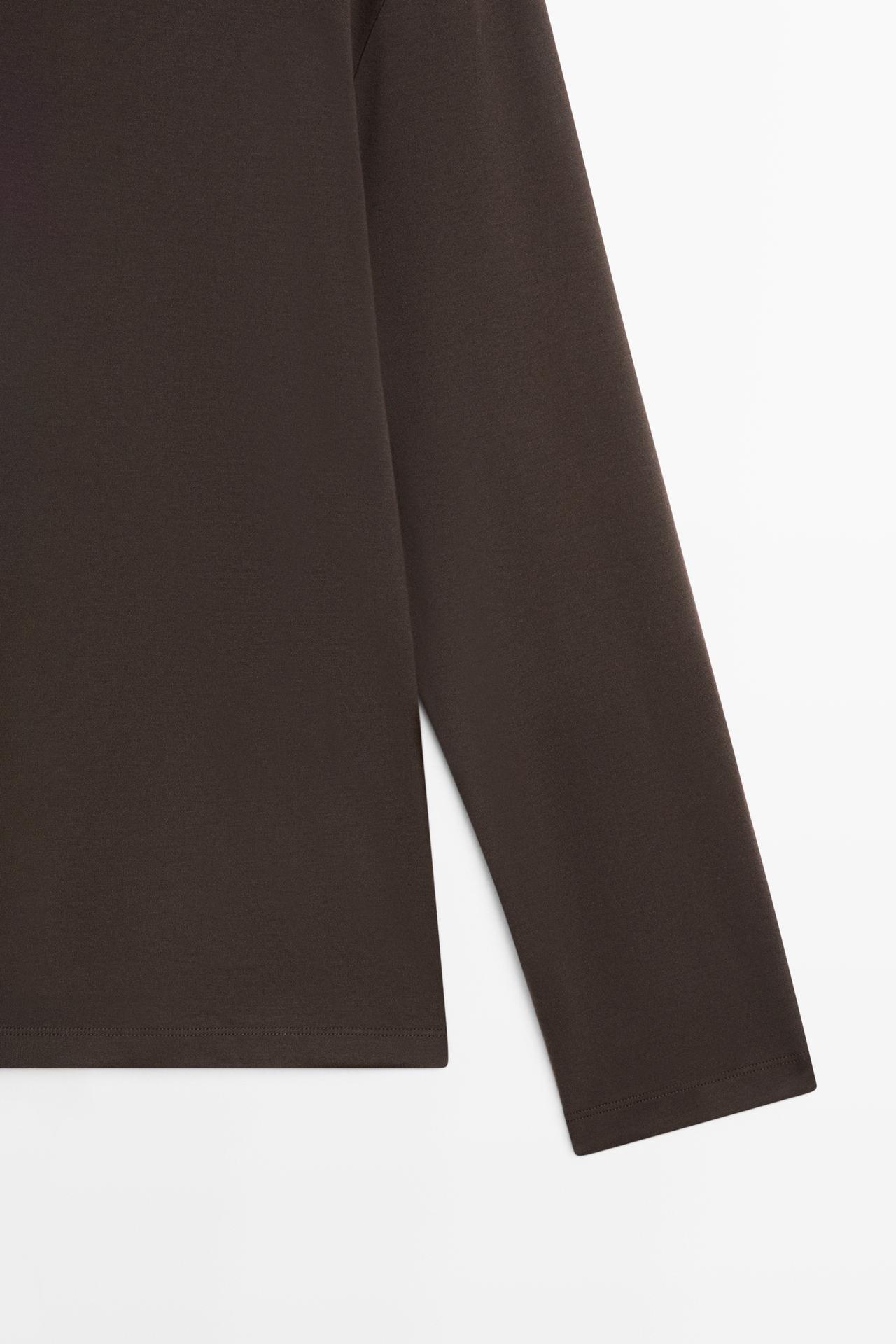 100% cotton long sleeve T-shirt — PALE OCHRE