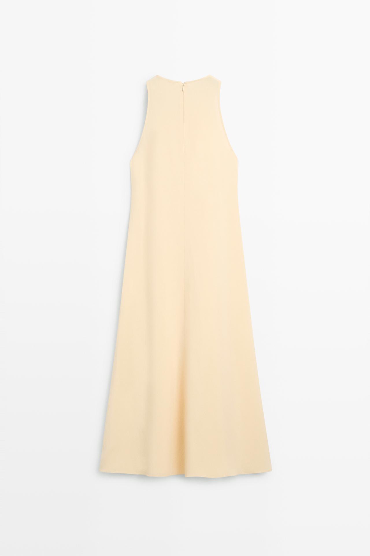 Flowing linen halter midi dress — Vanilla