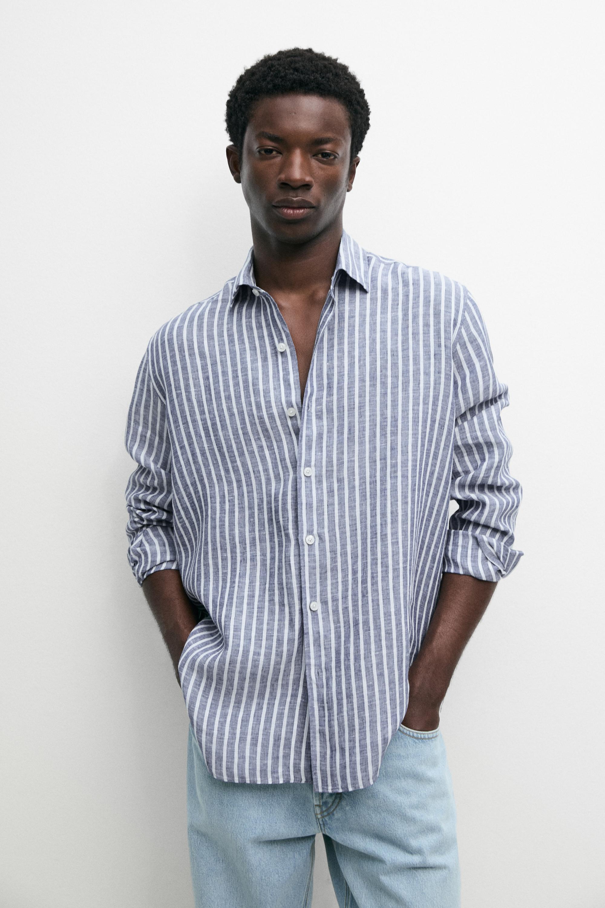 Chemise rayée 100 % lin
