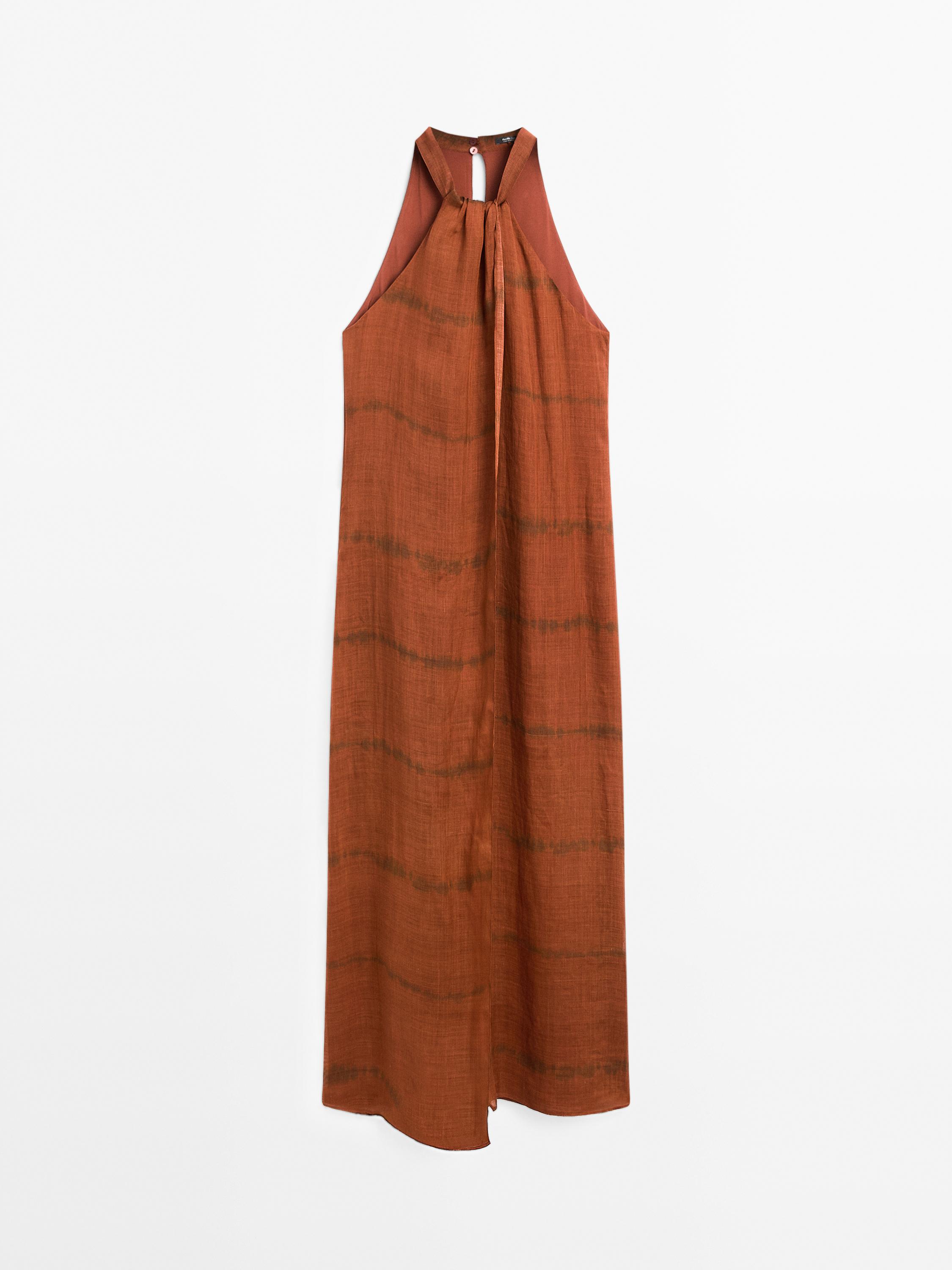 Long striped halter dress